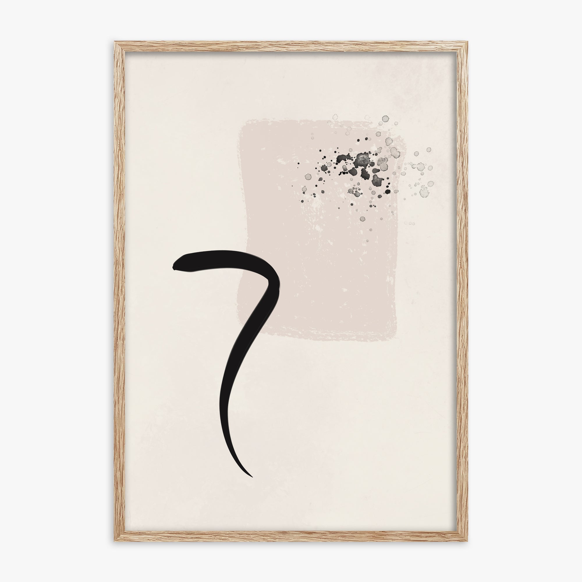 Minimalist Brushstroke Elegance, 70x100cm Framed Art Reproduction With Raw Oak Frame