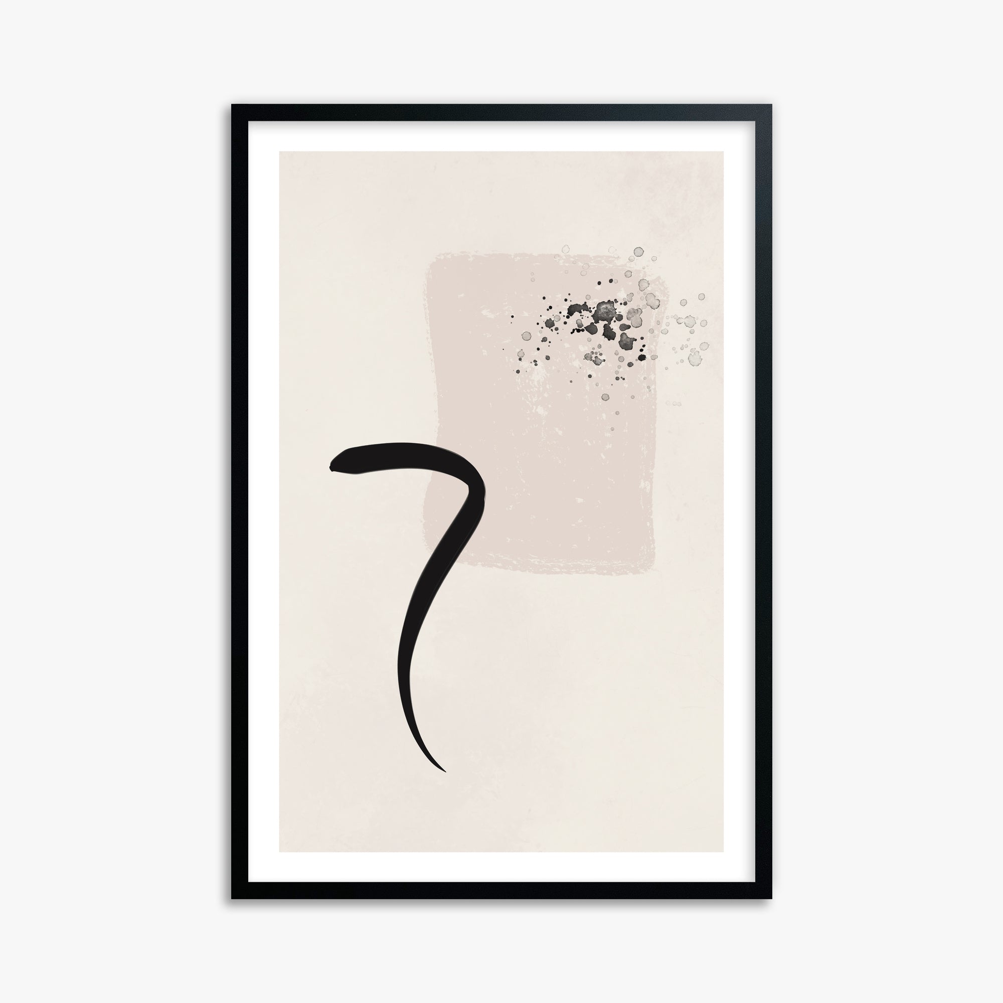 Minimalist Brushstroke Elegance, 61x91cm Black Framed Art Reproduction