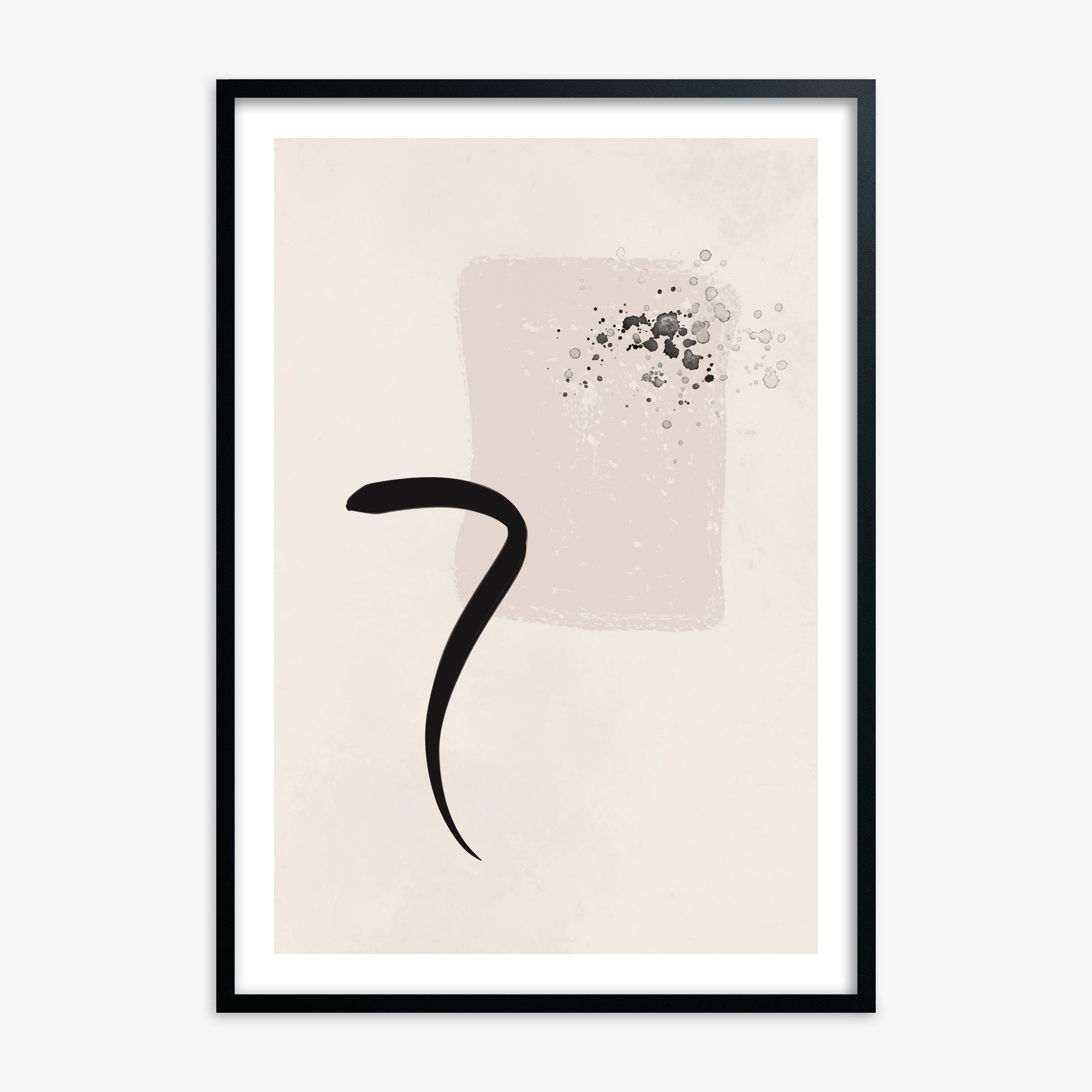 Minimalist Brushstroke Elegance, 70x100cm Black Framed Art Reproduction