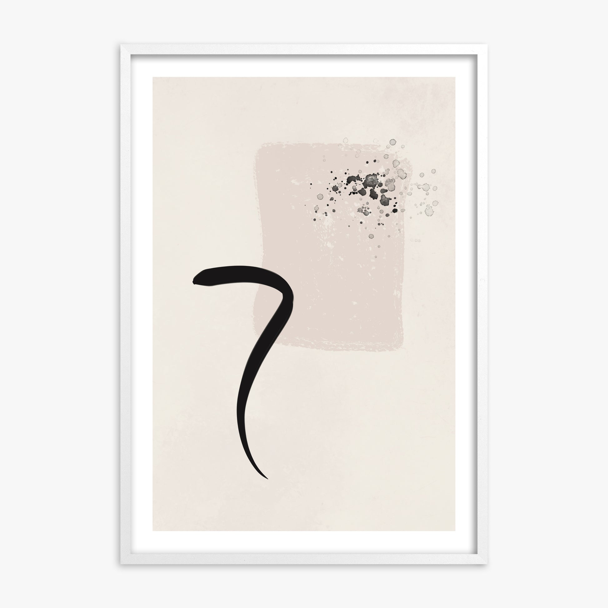 Minimalist Brushstroke Elegance, 70x100cm Whitek Framed Art Reproduction