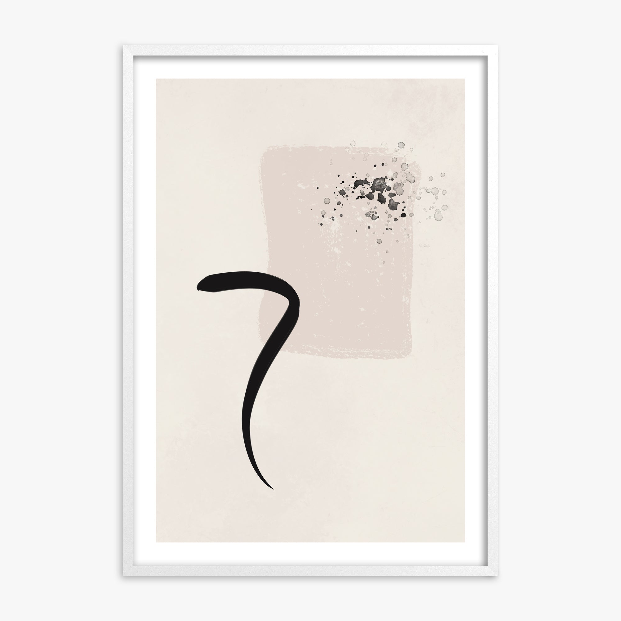 Minimalist Brushstroke Elegance, 70x100cm Whitek Framed Art Reproduction