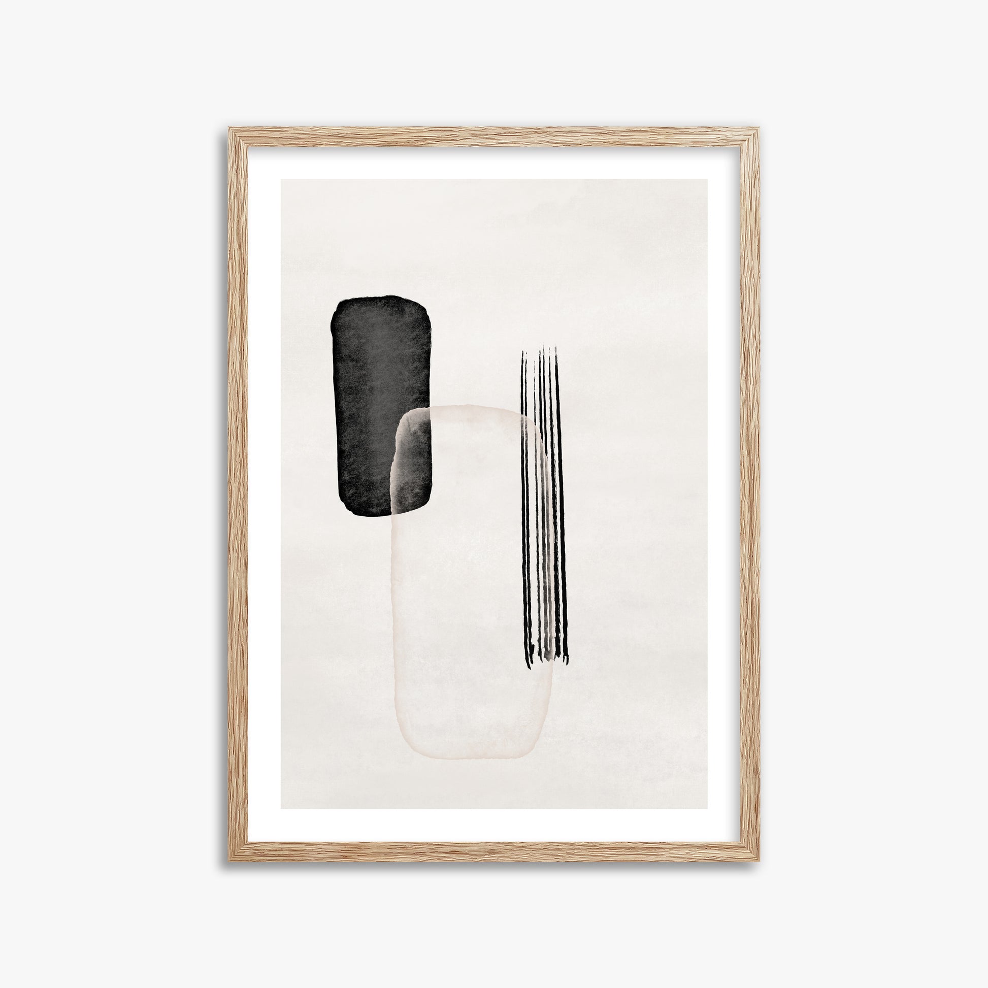 Drifting Pillars, 50x70cm Framed Art Reproduction With Raw Oak Frame