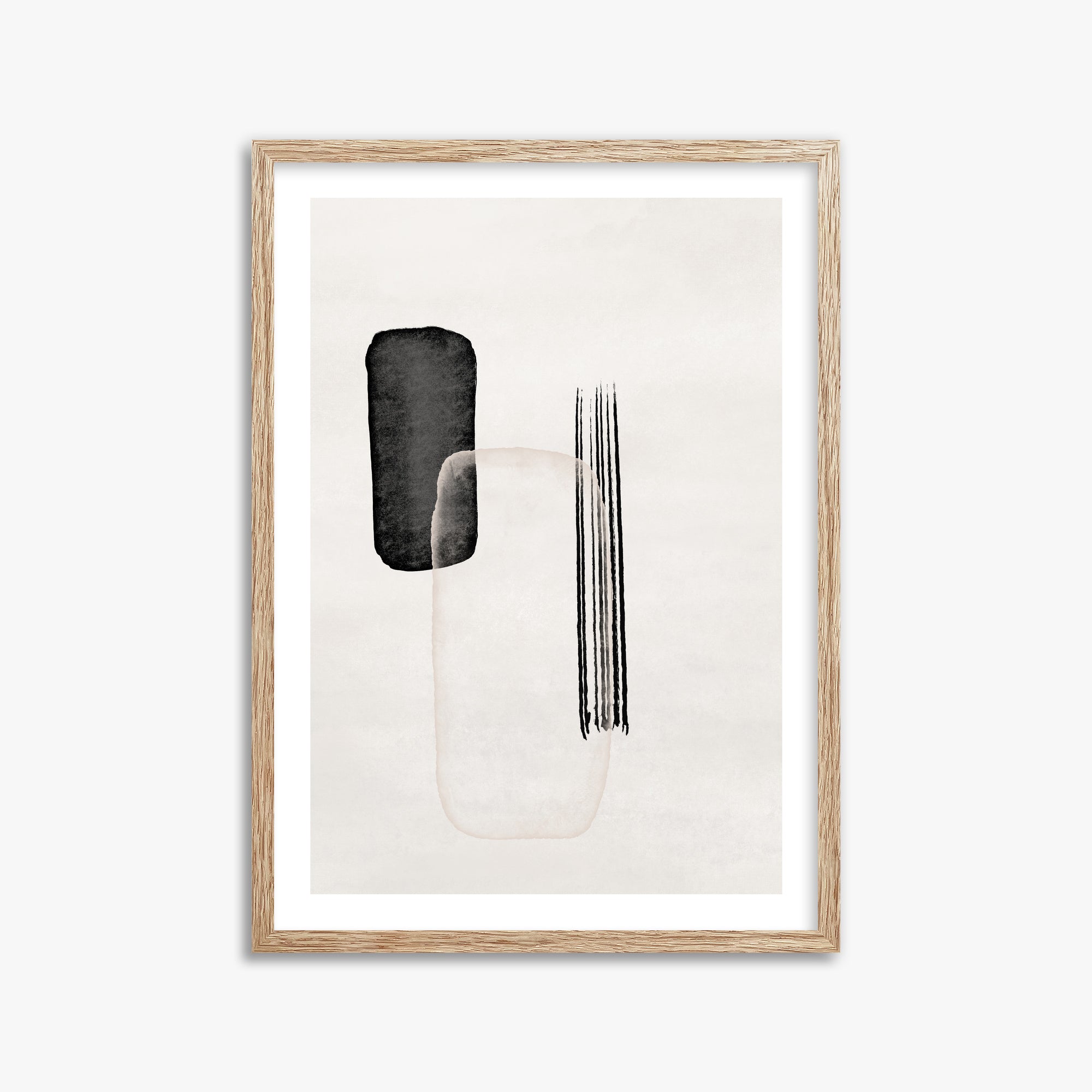 Drifting Pillars, 50x70cm Framed Art Reproduction With Raw Oak Frame