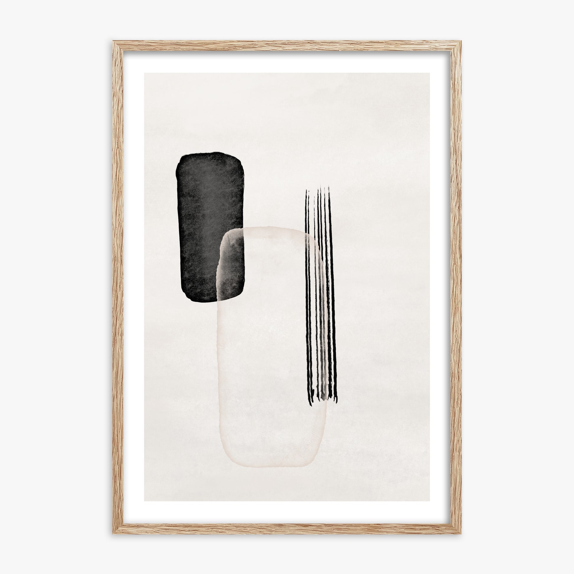 Drifting Pillars, 70x100cm Framed Art Reproduction With Raw Oak Frame