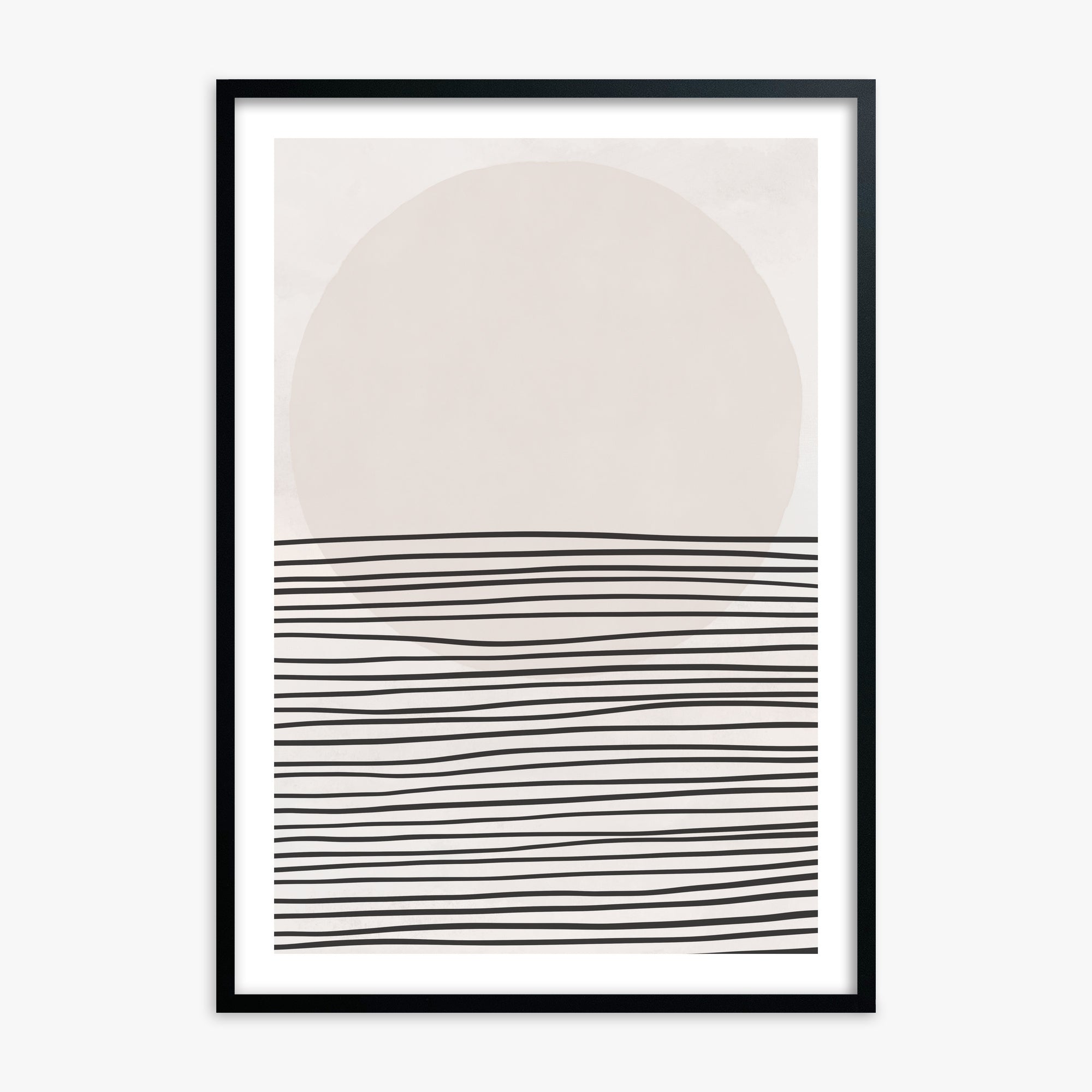 Serene Horizon, Black Framed Poster With Black Frame