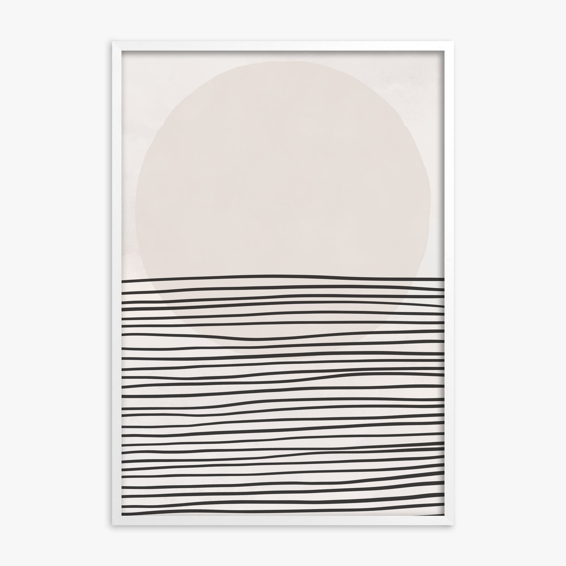 Serene Horizon, White Framed Poster With White Frame