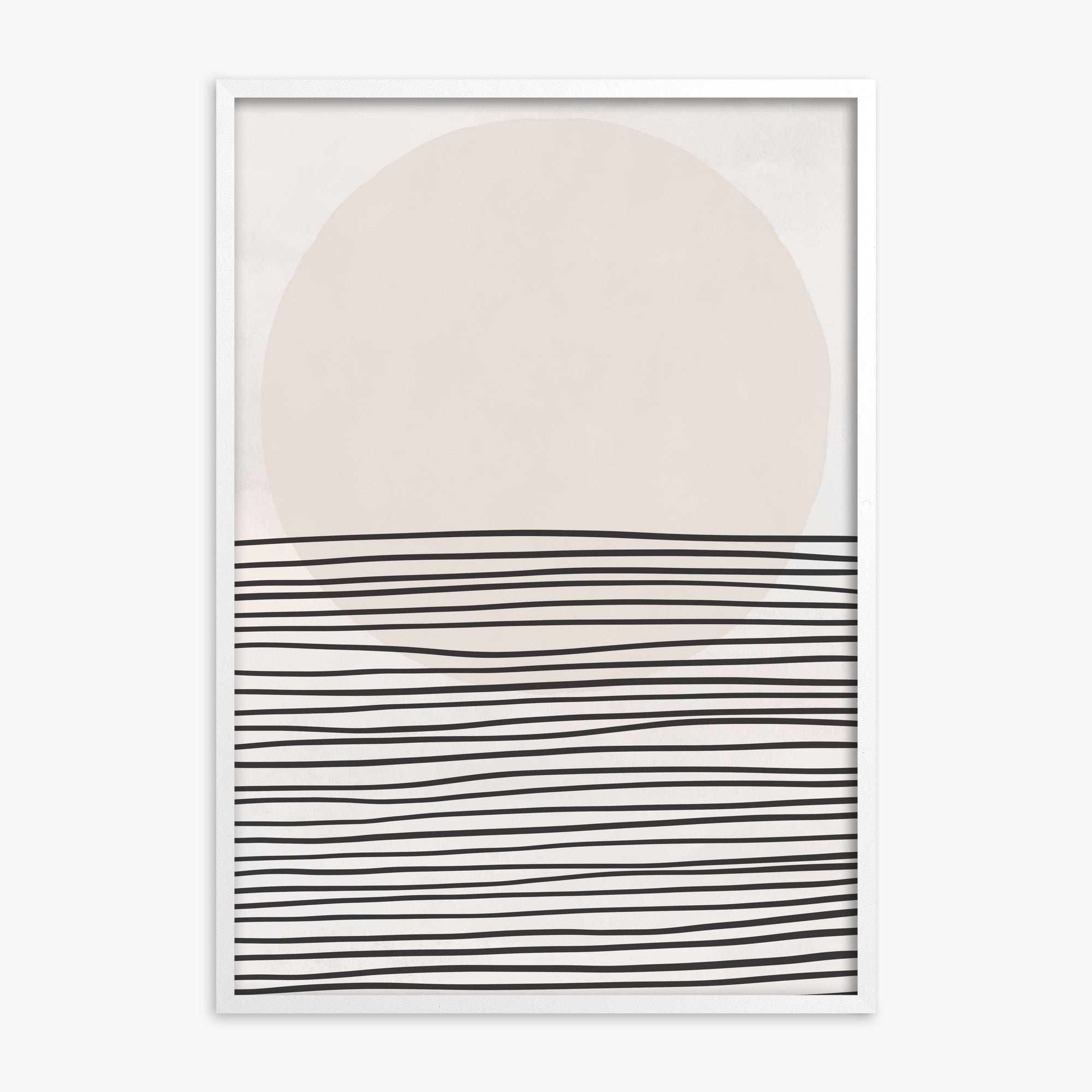 Serene Horizon, White Framed Poster With White Frame