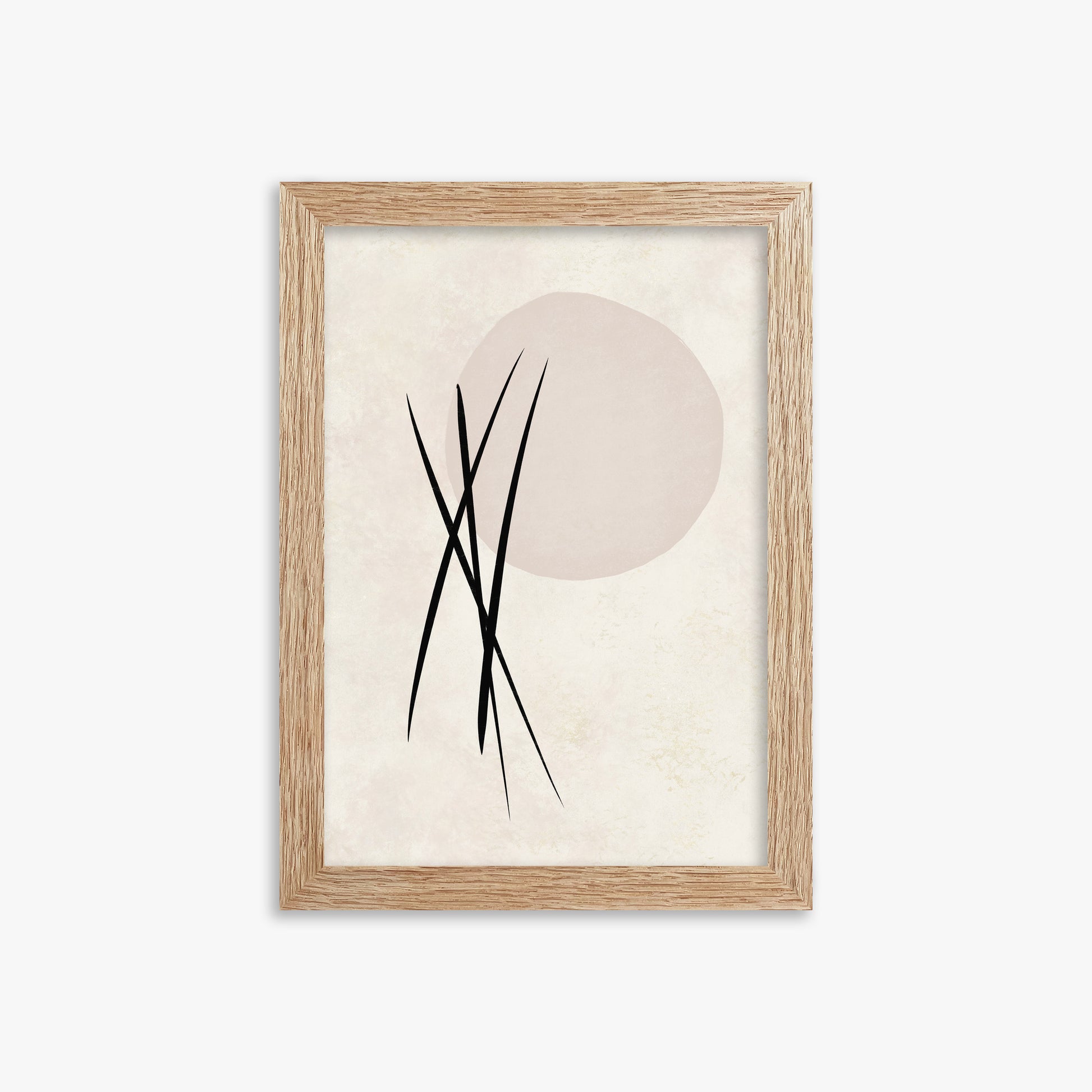 Moonlit Reeds, 21x30cm Framed Art Reproduction With Raw Oak Frame