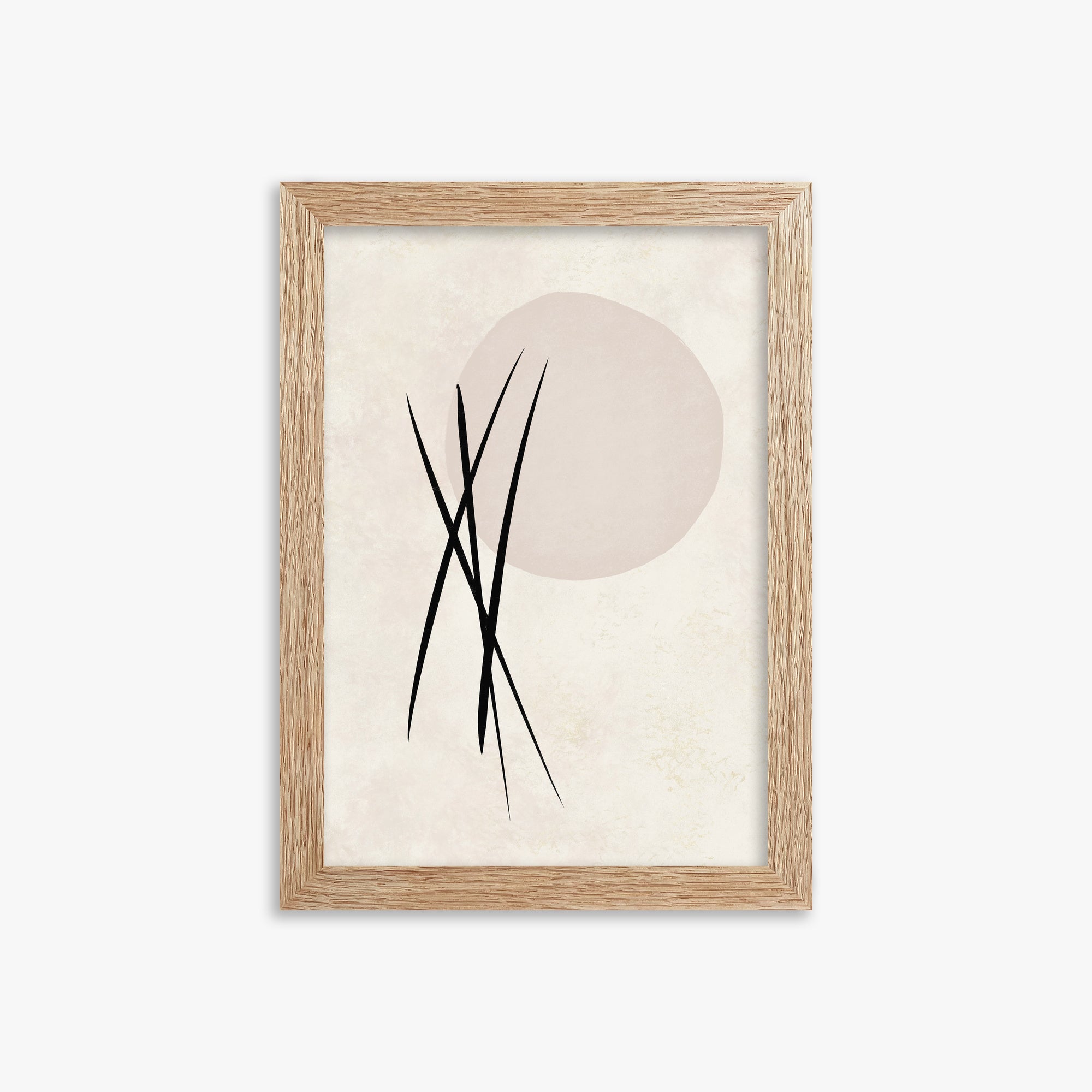 Moonlit Reeds, 21x30cm Framed Art Reproduction With Raw Oak Frame
