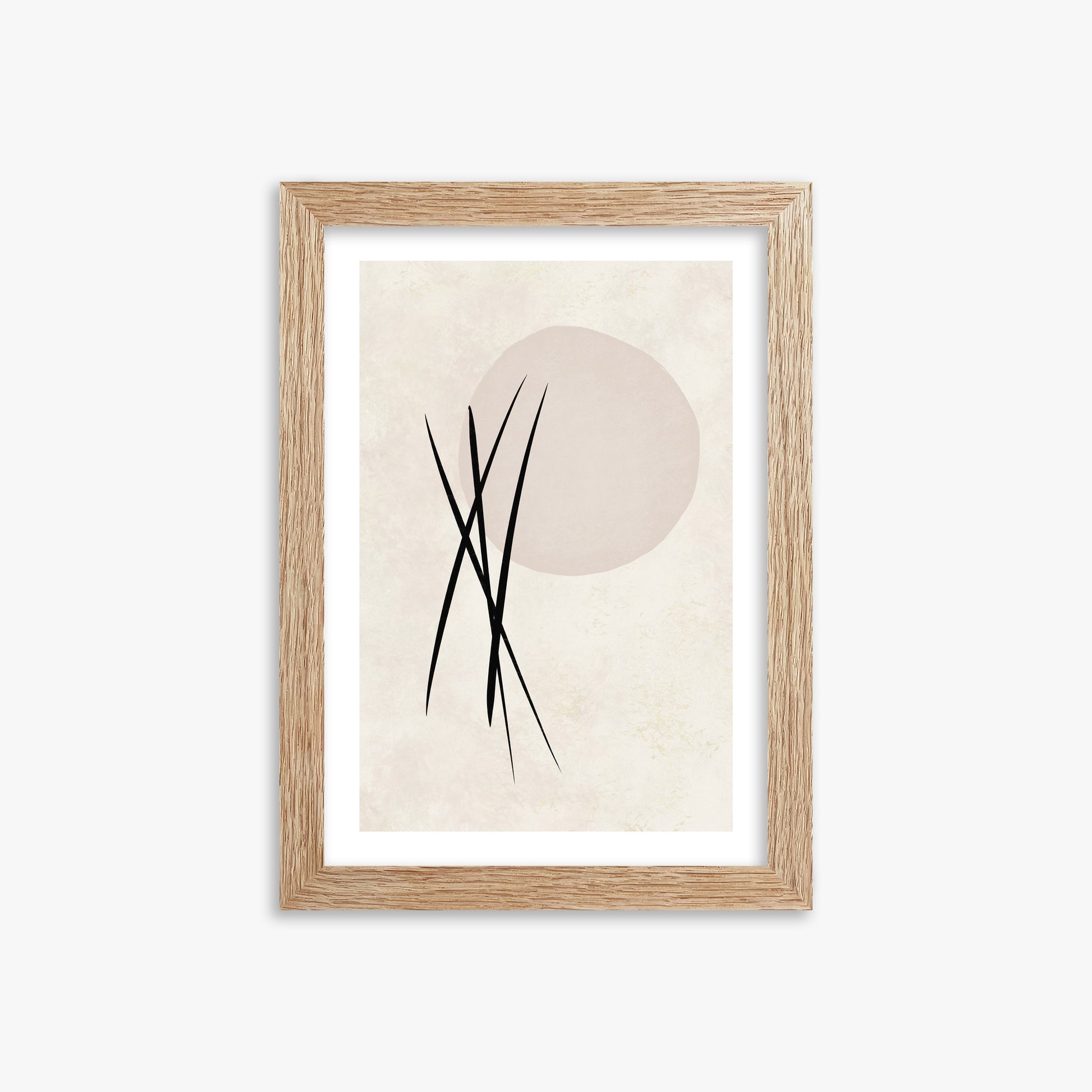Moonlit Reeds, 21x30cm Framed Art Reproduction With Raw Oak Frame