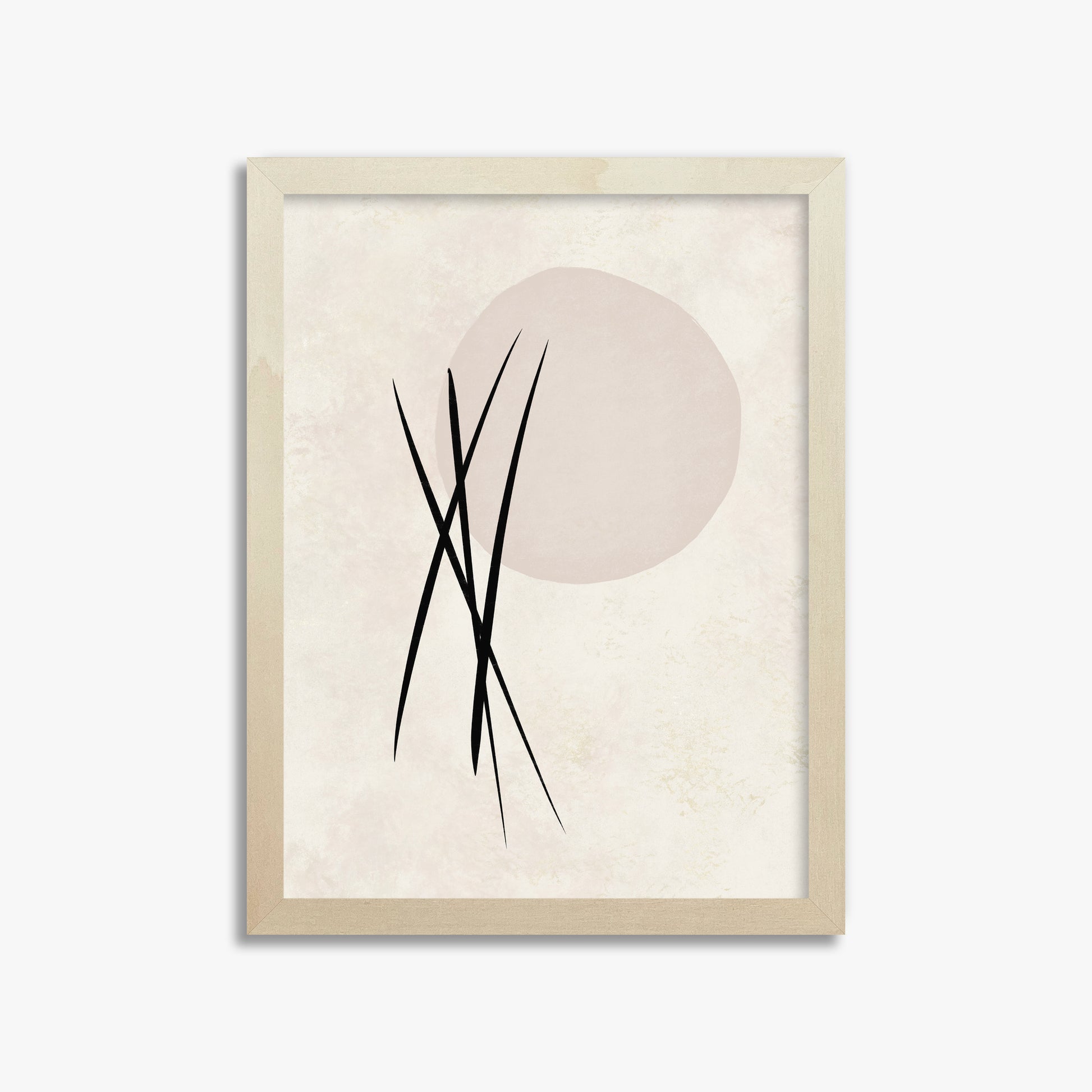 Moonlit Reeds, 30x40cm Framed Art Reproduction With Lime Wood Frame