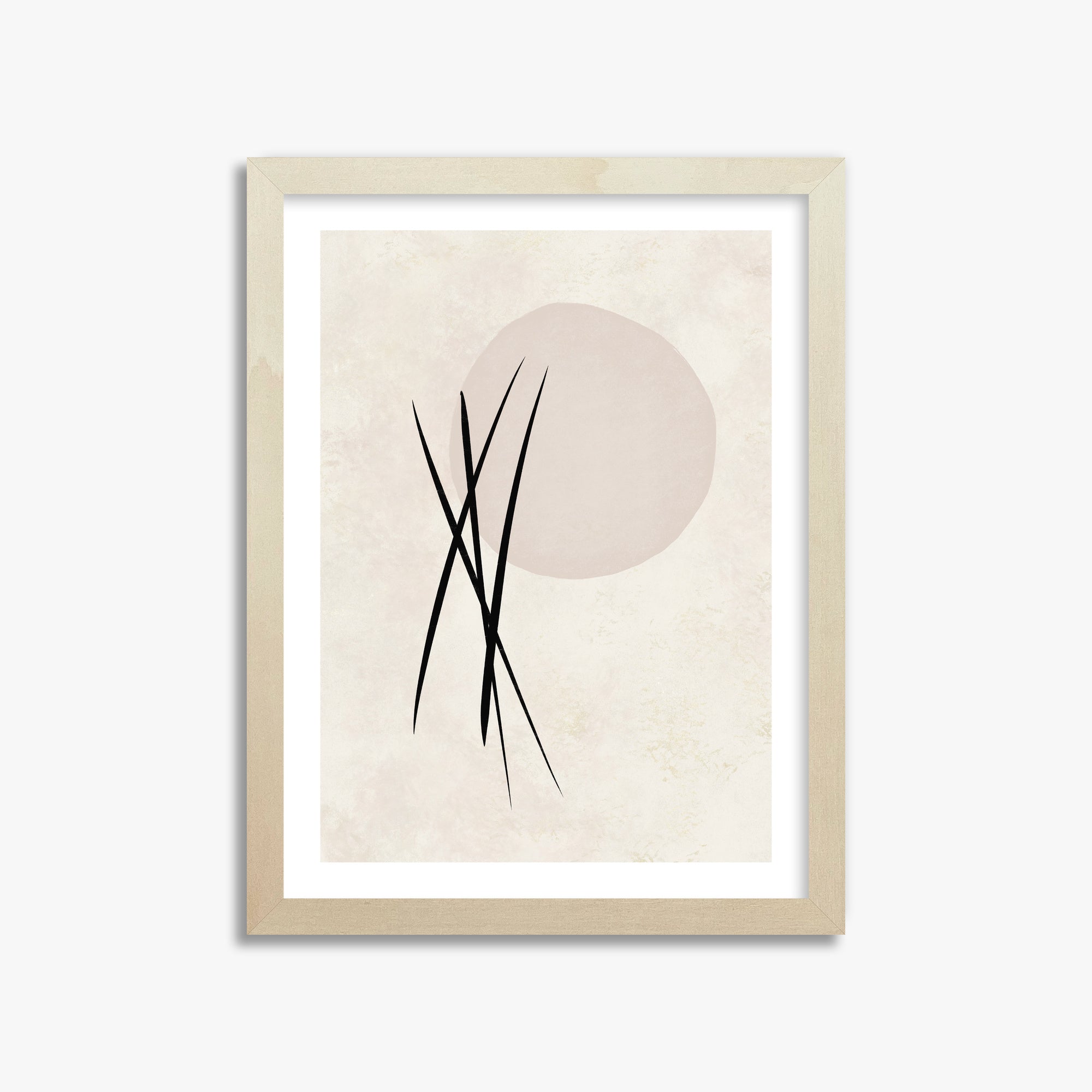 Moonlit Reeds, 30x40cm Framed Art Reproduction With Lime Wood Frame