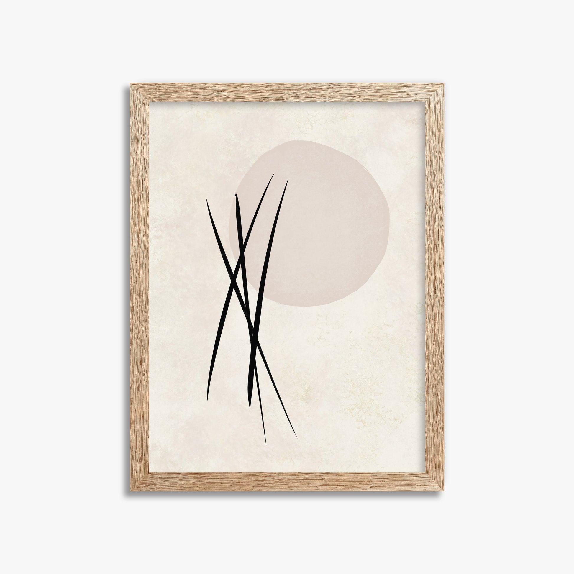 Moonlit Reeds, 30x40cm Framed Art Reproduction With Raw Oak Frame