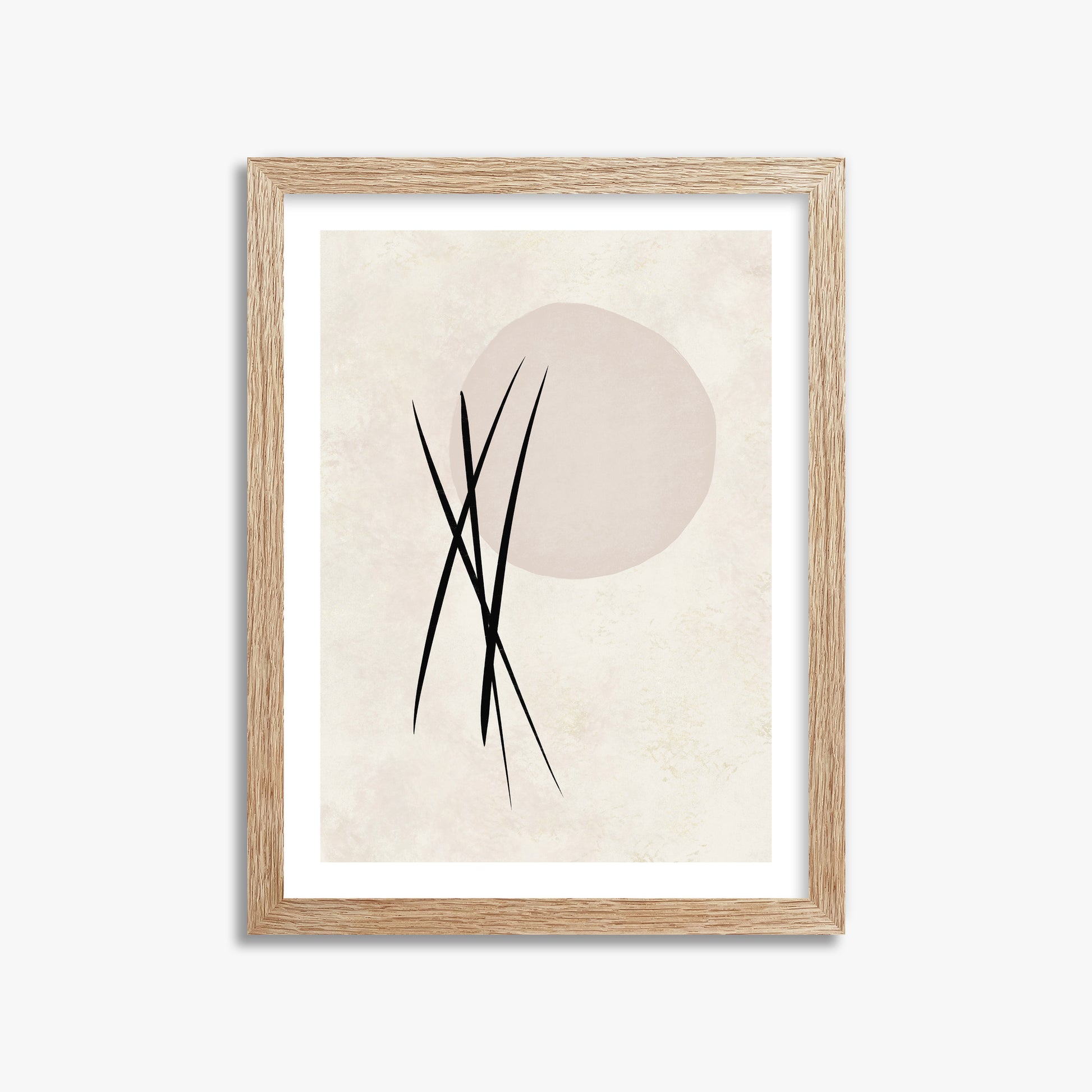 Moonlit Reeds, 30x40cm Framed Art Reproduction With Raw Oak Frame