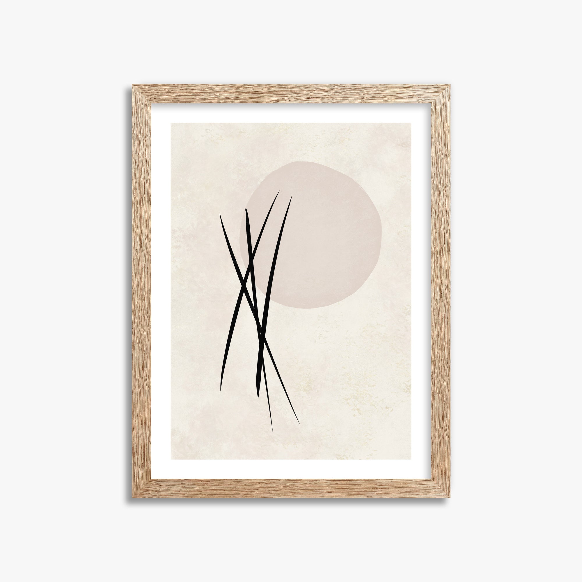 Moonlit Reeds, 30x40cm Framed Art Reproduction With Raw Oak Frame