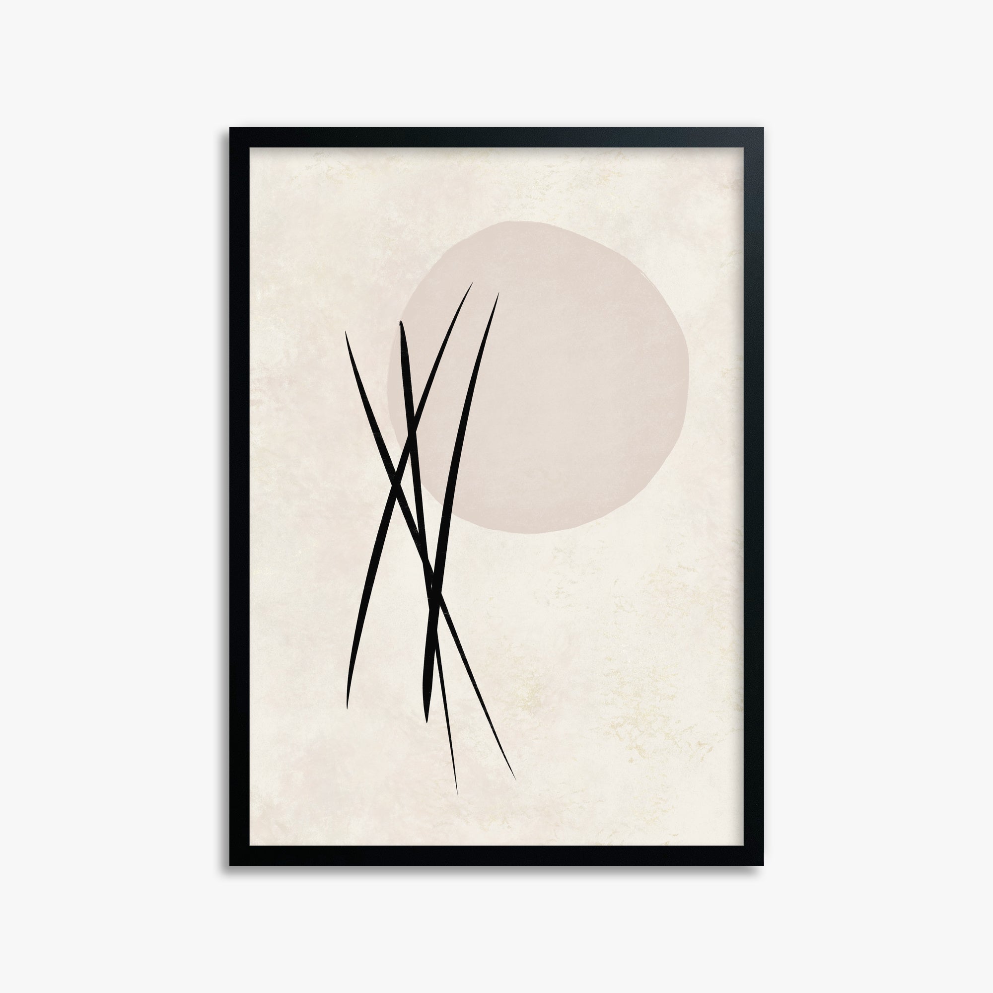 Moonlit Reeds, 50x70cm Framed Poster With Black Frame
