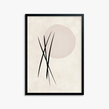 Moonlit Reeds, 50x70cm Framed Poster With Black Frame