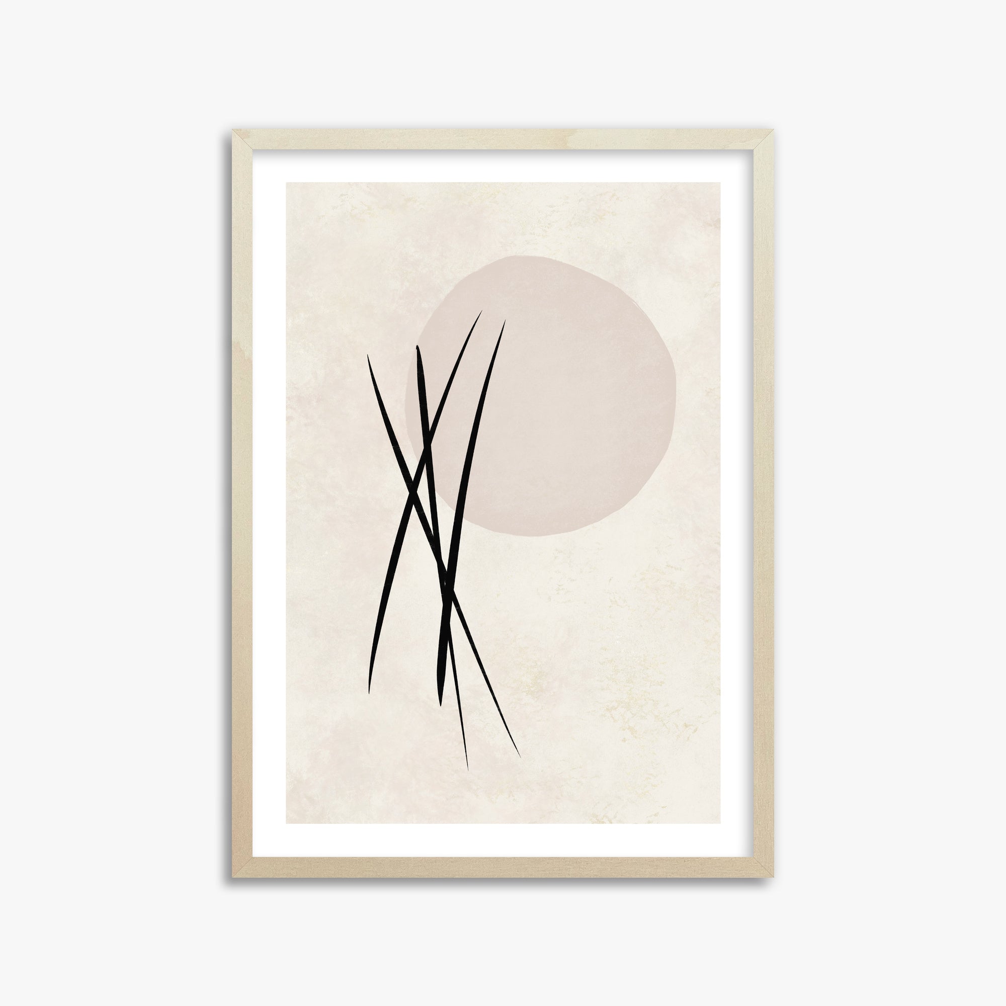 Moonlit Reeds, 50x70cm Framed Art Reproduction With Lime Wood Frame