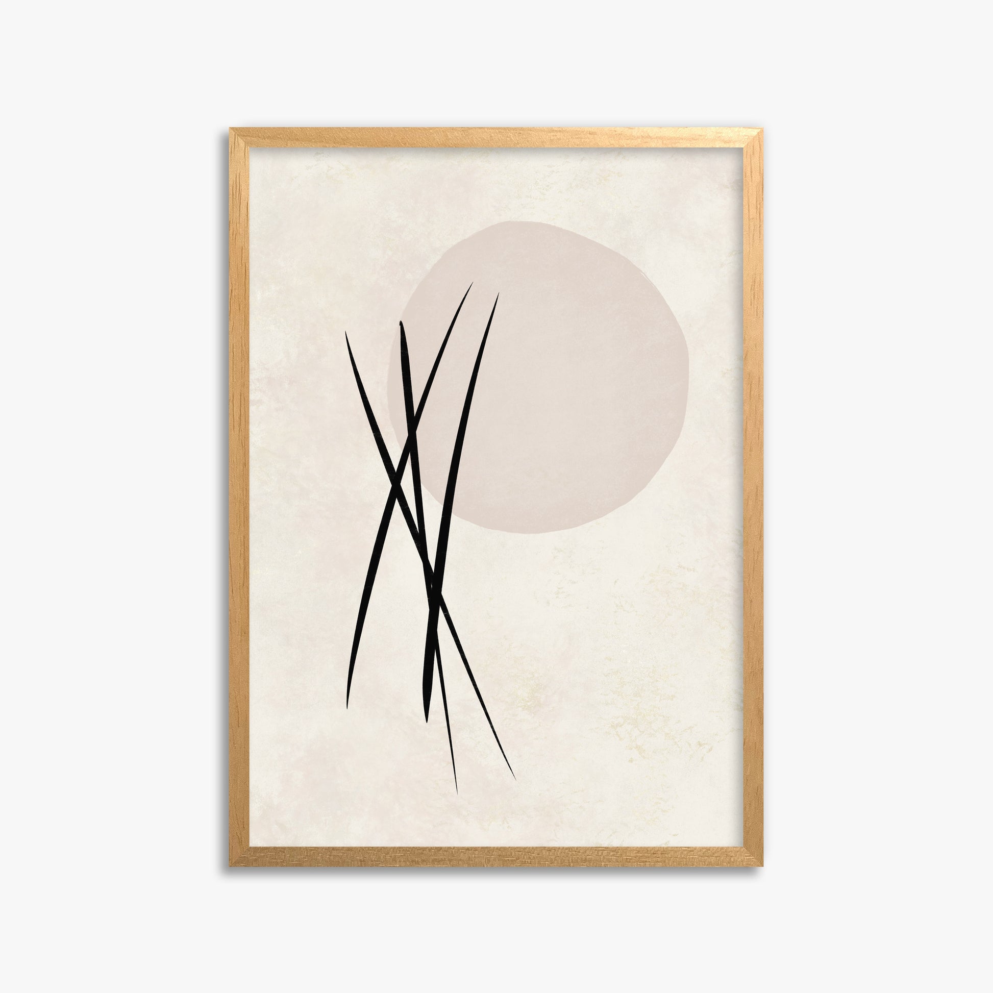 Moonlit Reeds, 50x70cm Framed Poster With Oak Frame