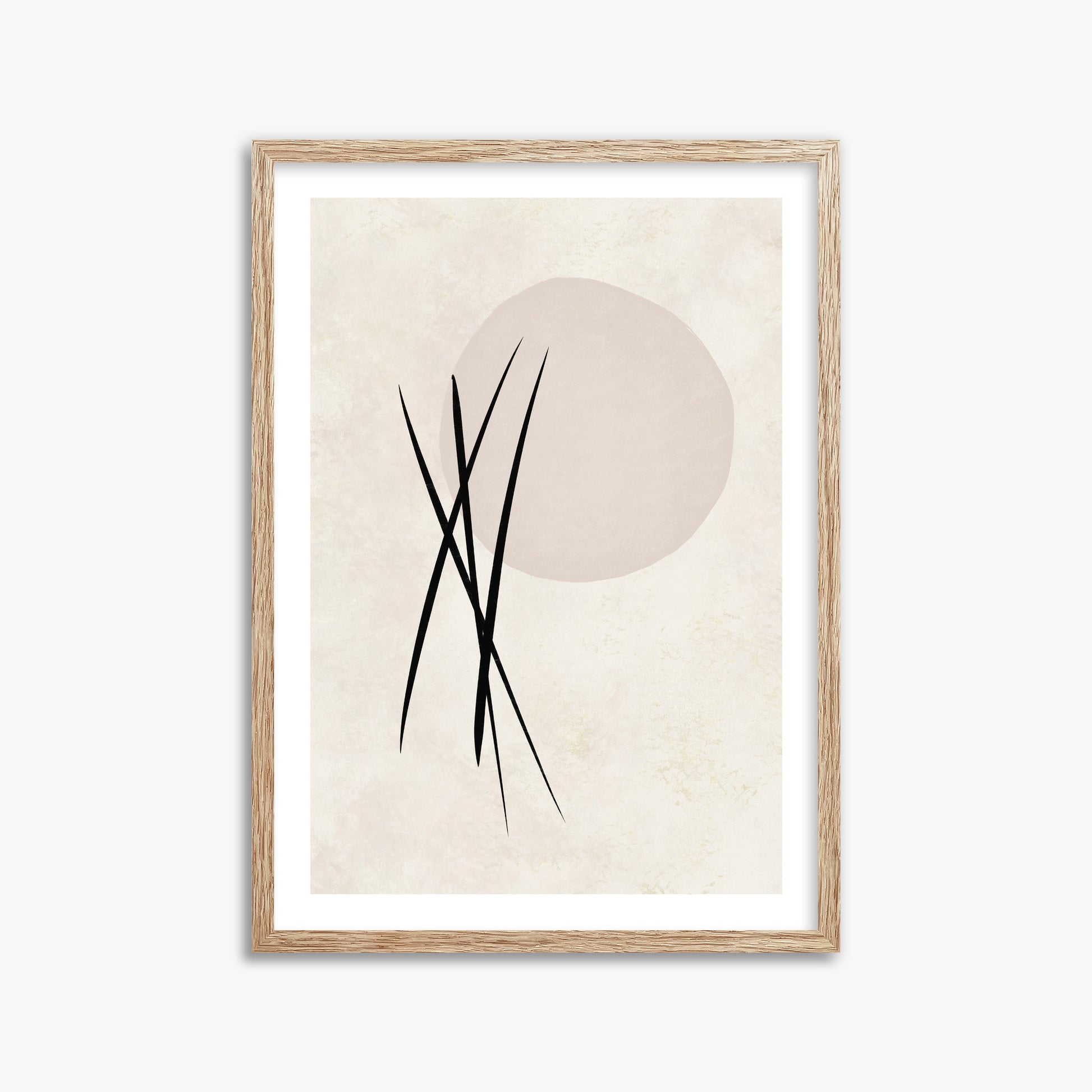 Moonlit Reeds, 50x70cm Framed Art Reproduction With Raw Oak Frame