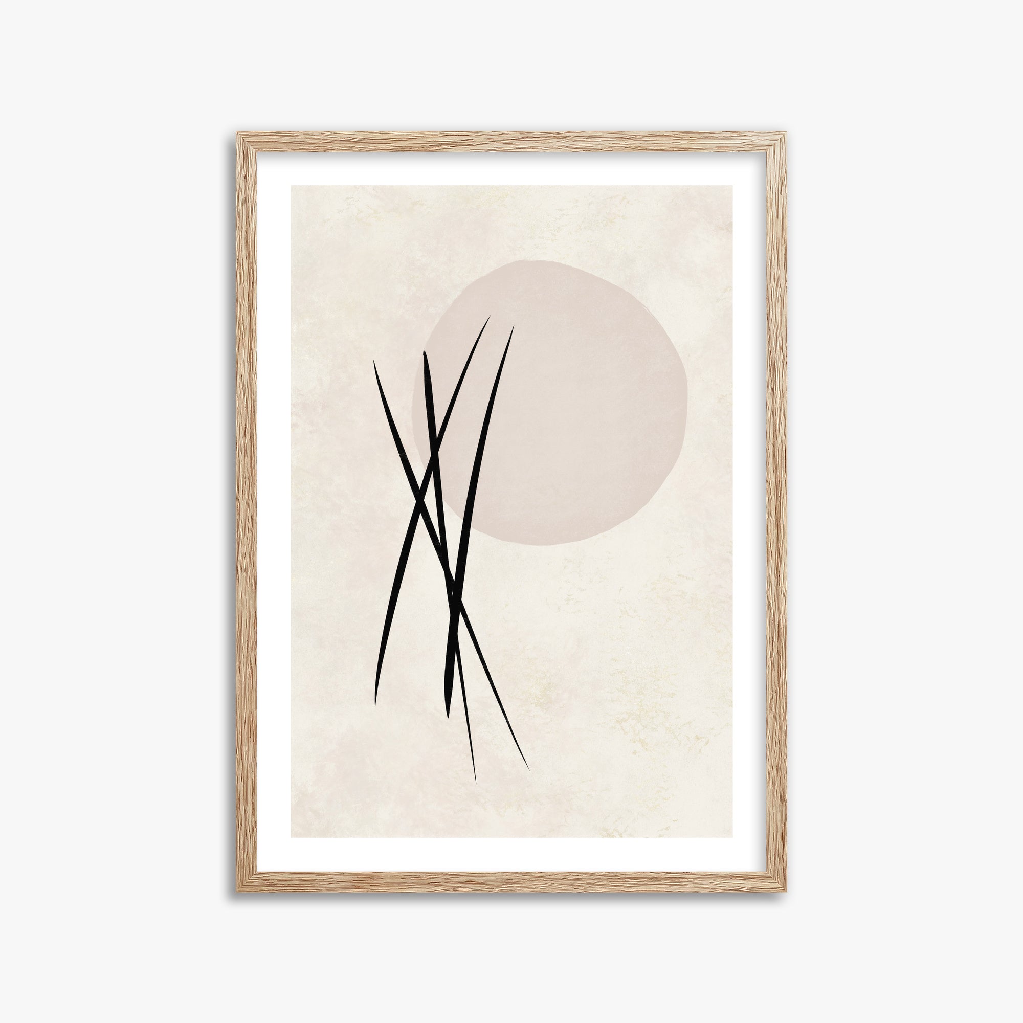 Moonlit Reeds, 50x70cm Framed Art Reproduction With Raw Oak Frame