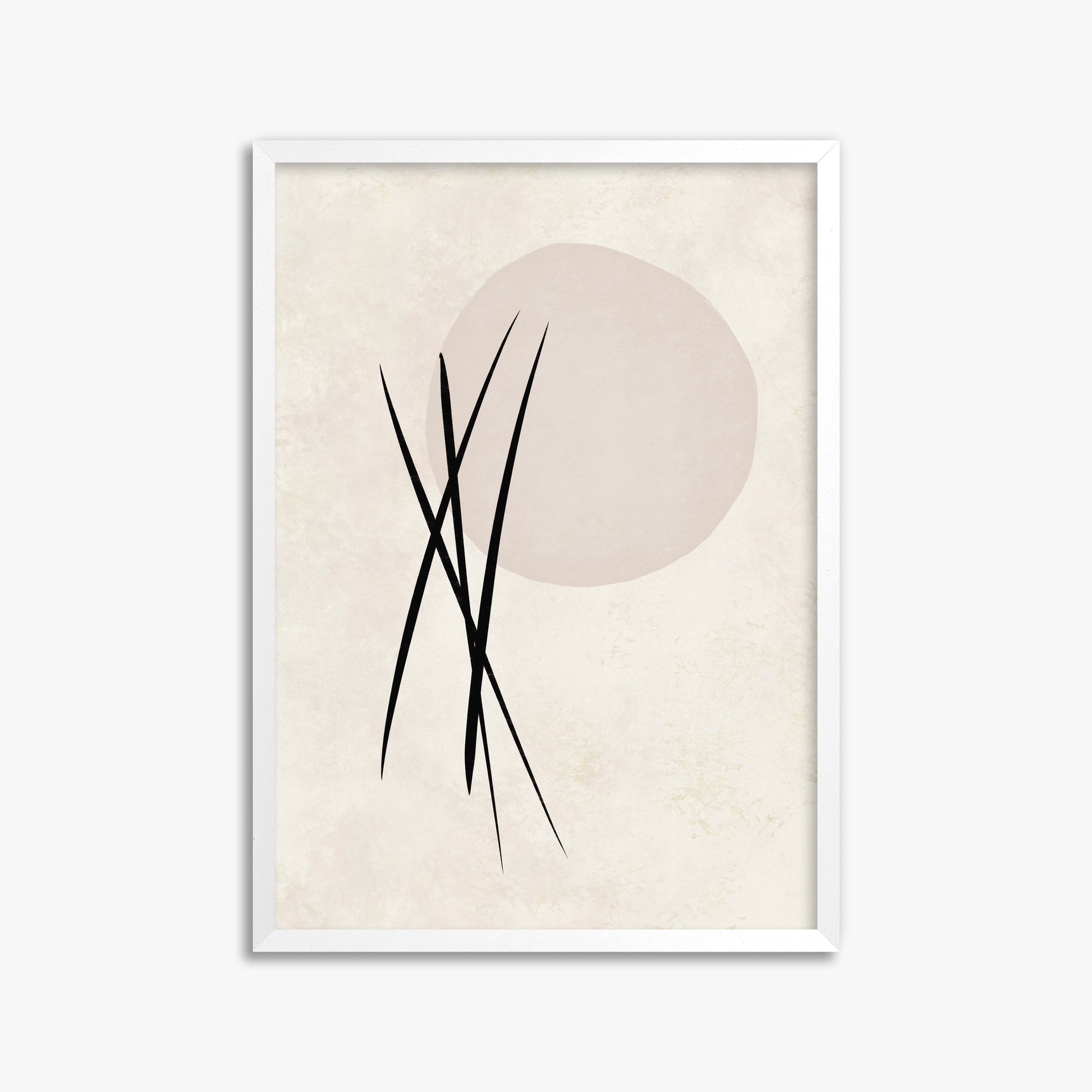 Moonlit Reeds, 50x70cm Framed Poster With White Frame