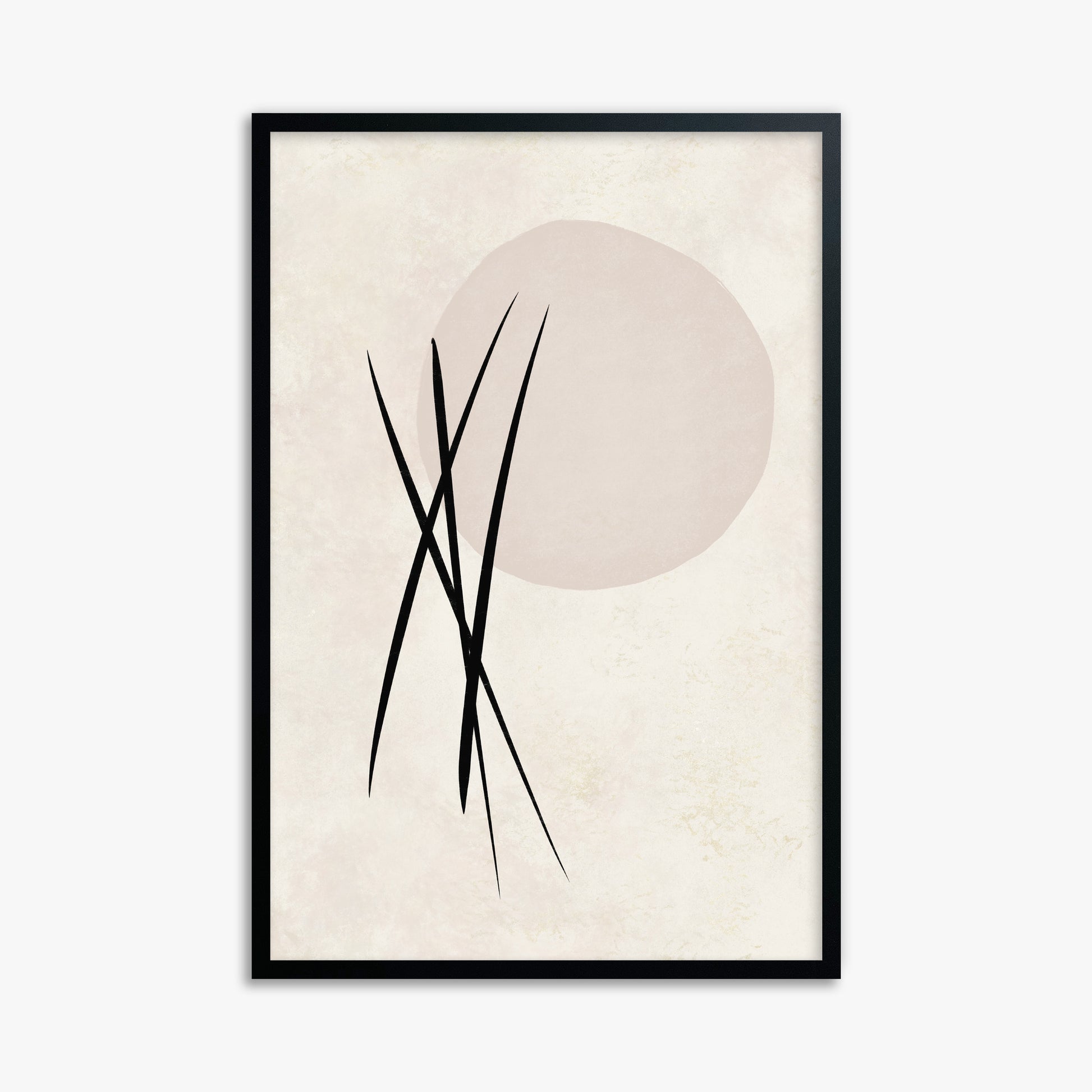 Moonlit Reeds, 61x91cm Framed Poster With Black Frame