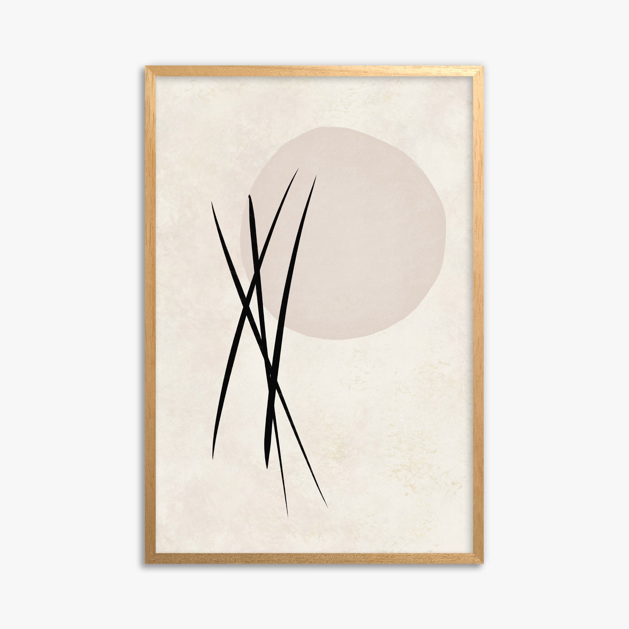 Moonlit Reeds, 61x91cm Framed Poster With Oak Frame