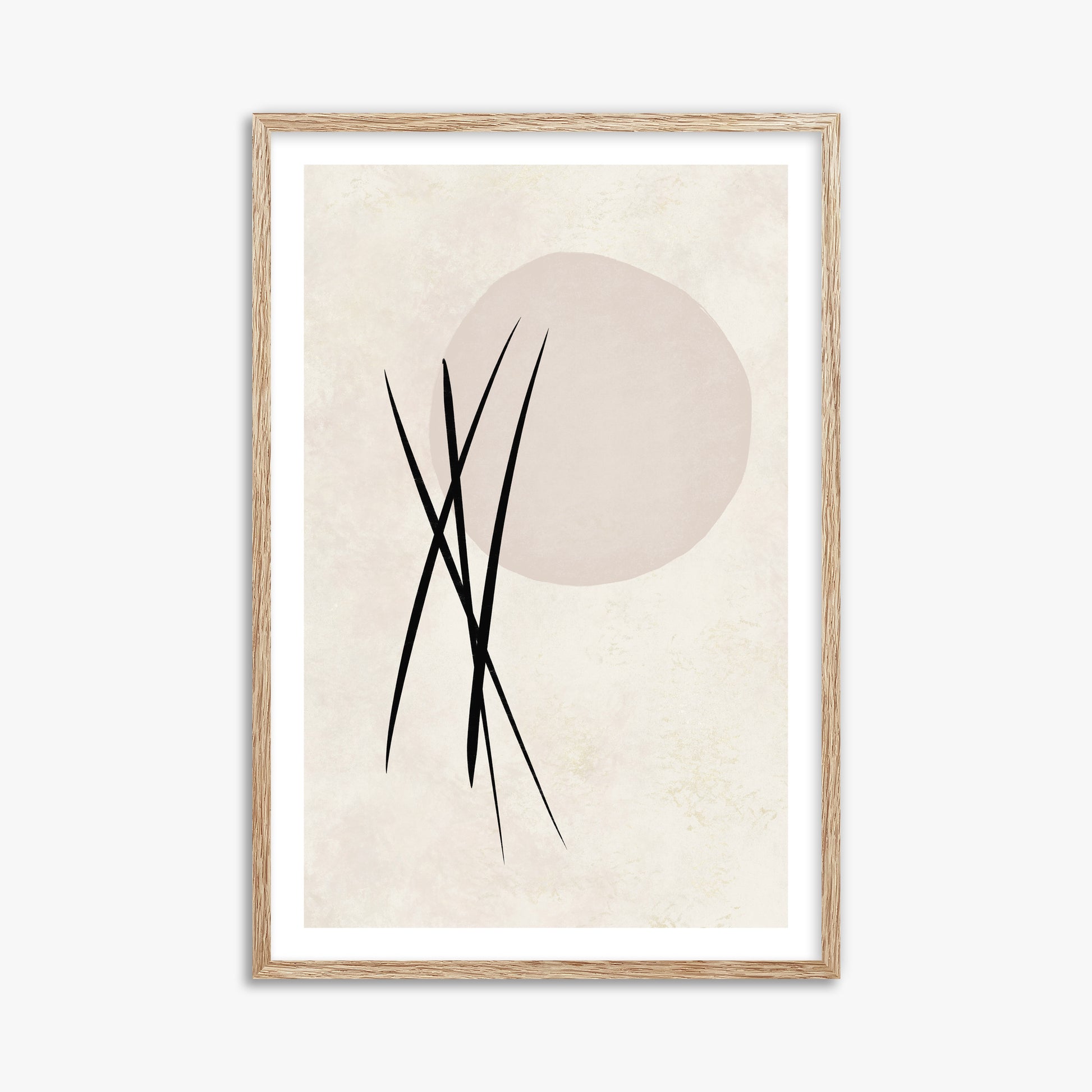 Moonlit Reeds, 61x91cm Framed Art Reproduction With Raw Oak Frame