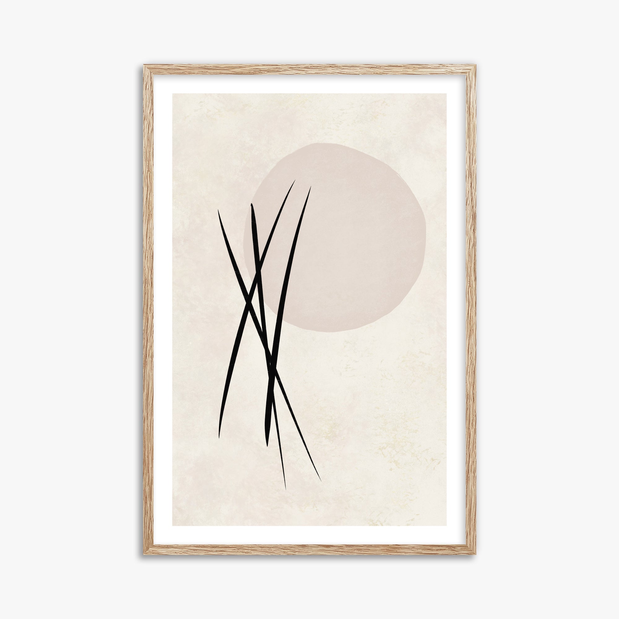 Moonlit Reeds, 61x91cm Framed Art Reproduction With Raw Oak Frame