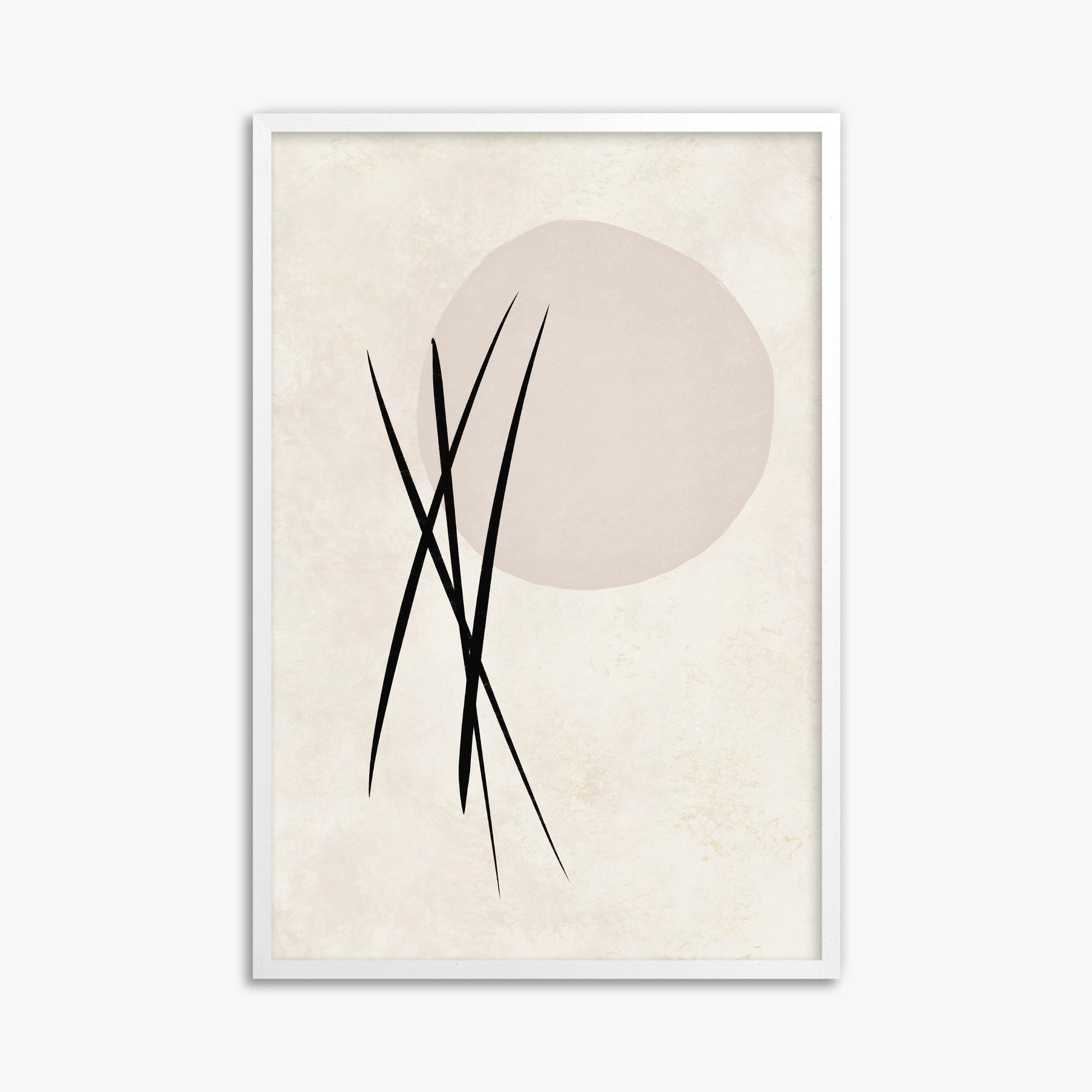 Moonlit Reeds, 61x91cm Framed Poster With White Frame