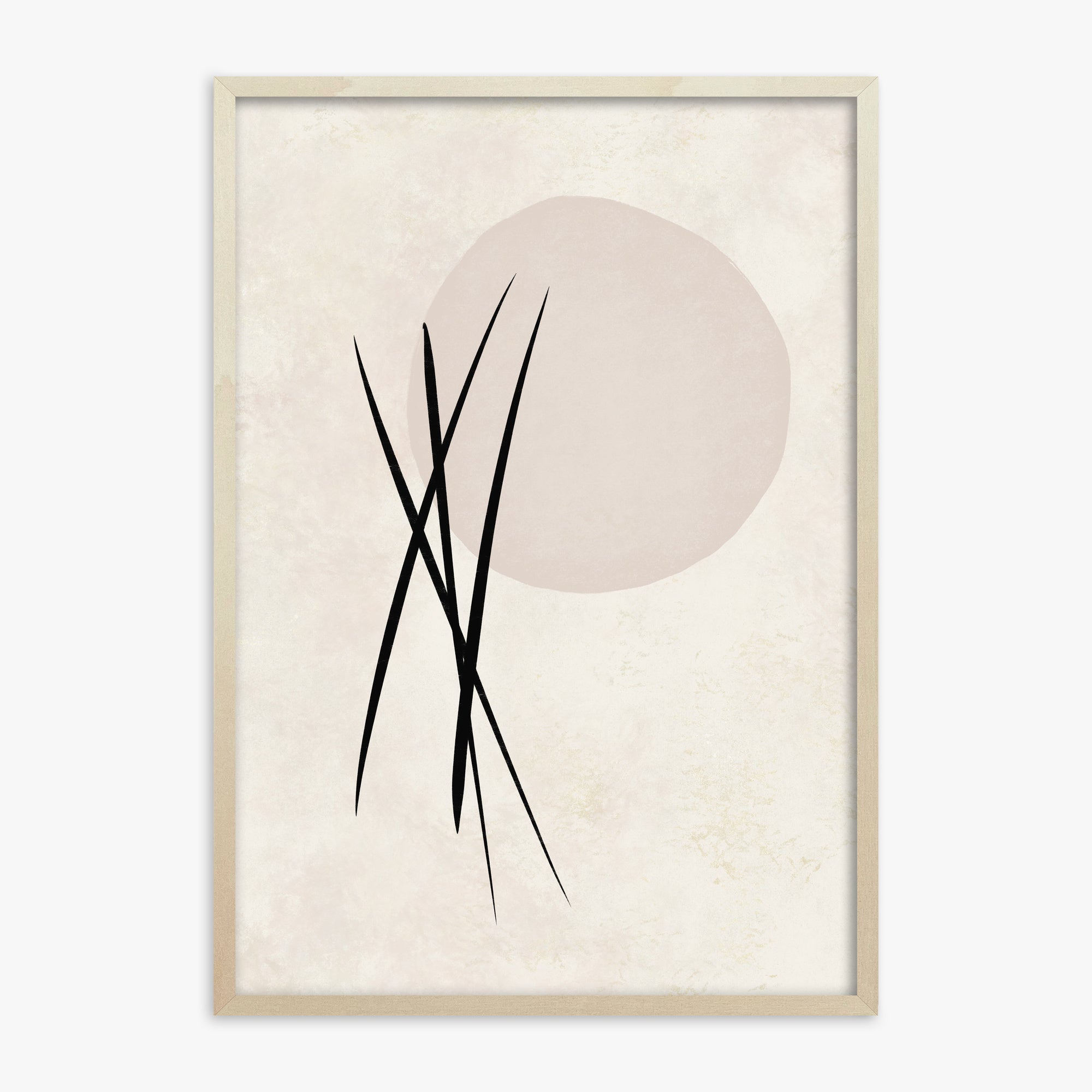 Moonlit Reeds, 70x100cm Framed Art Reproduction With Lime Wood Frame
