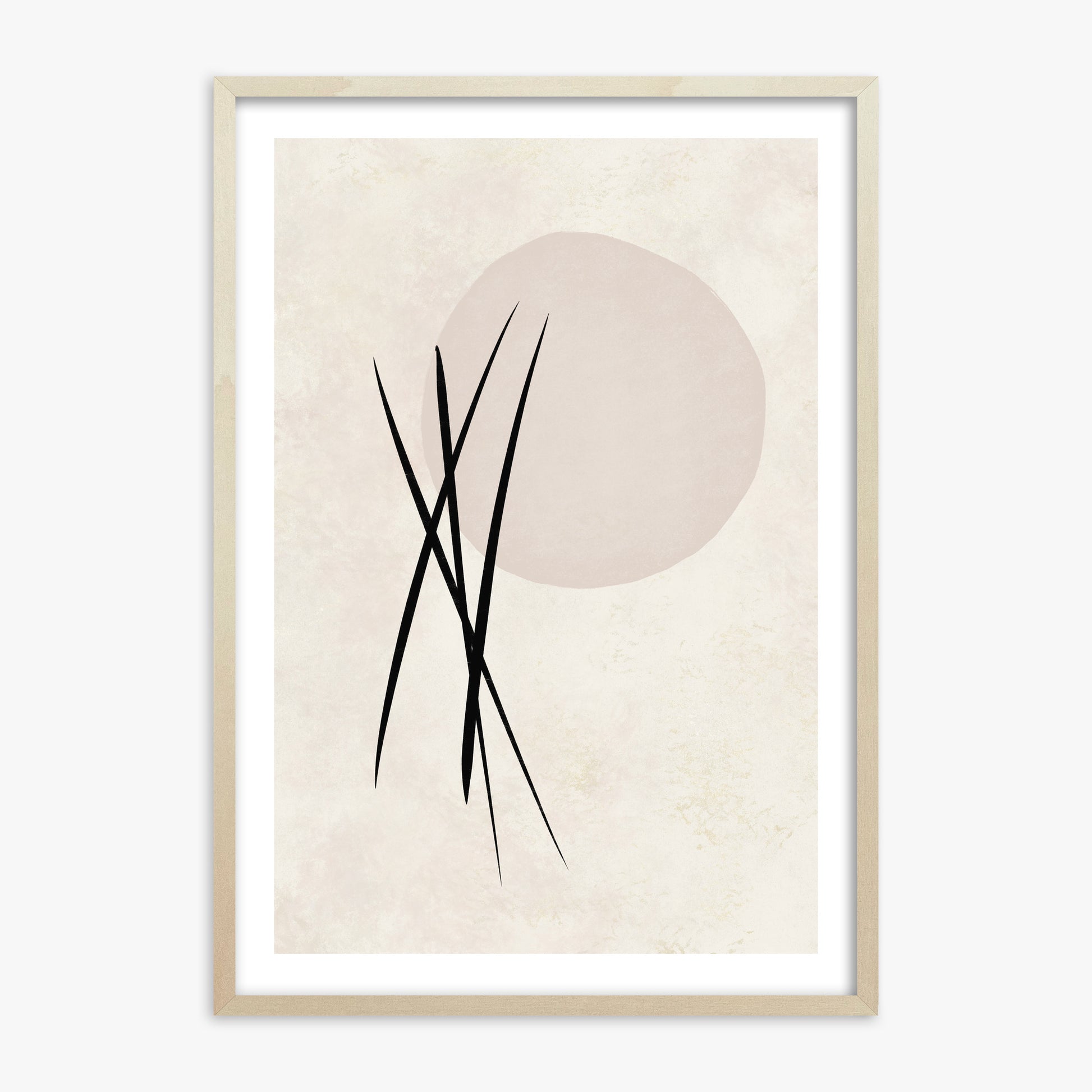 Moonlit Reeds, 70x100cm Framed Art Reproduction With Lime Wood Frame