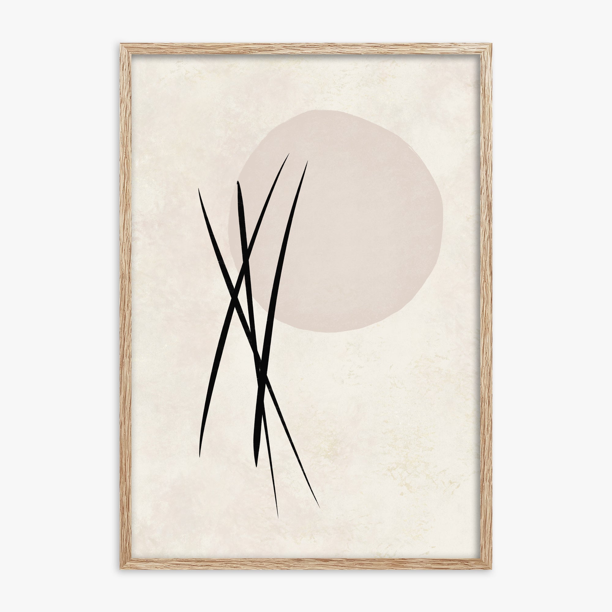 Moonlit Reeds, 70x100cm Framed Art Reproduction With Raw Oak Frame