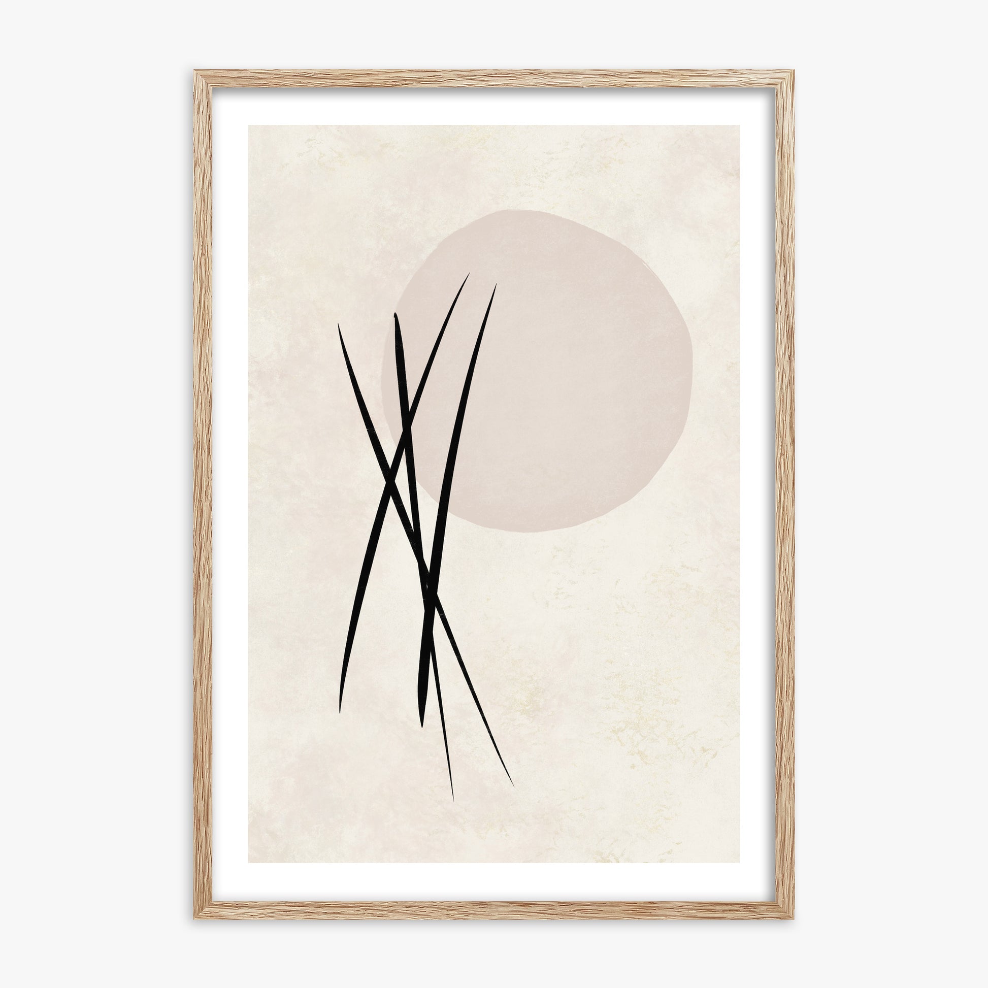 Moonlit Reeds, 70x100cm Framed Art Reproduction With Raw Oak Frame