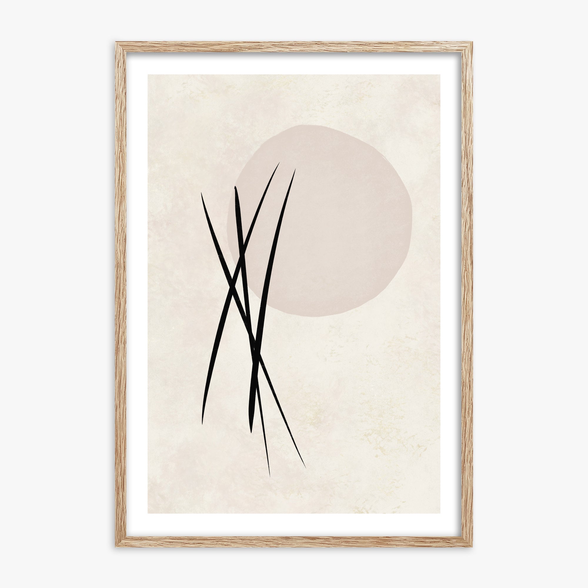 Moonlit Reeds, 70x100cm Framed Art Reproduction With Raw Oak Frame