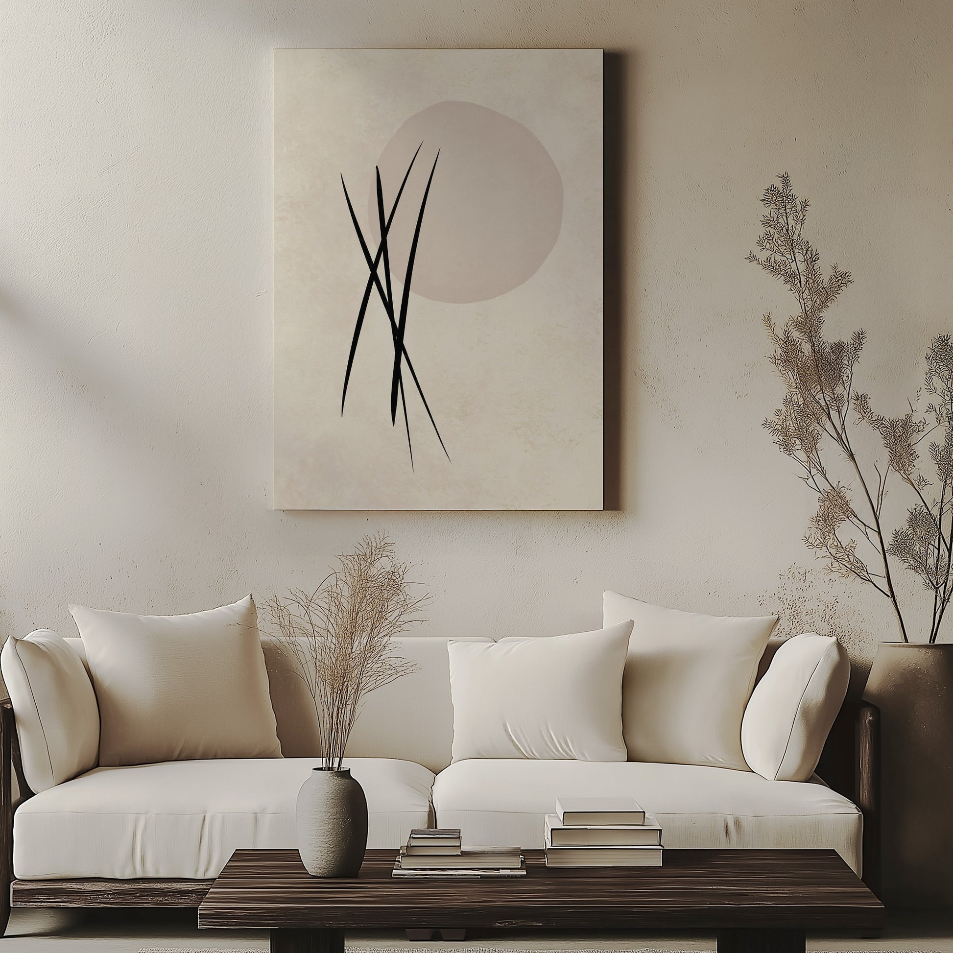 Design Concept No. 57 for Moonlit Reeds Japanese Satin Canvas Wall Art