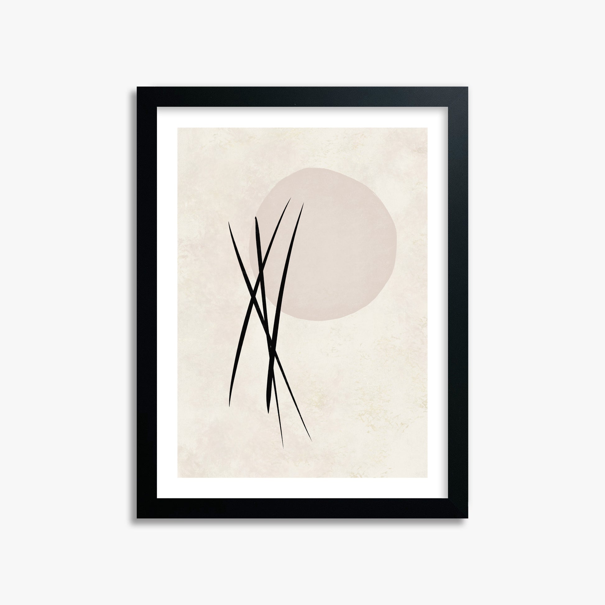 Moonlit Reeds, 30x40cm Black Framed Art Reproduction
