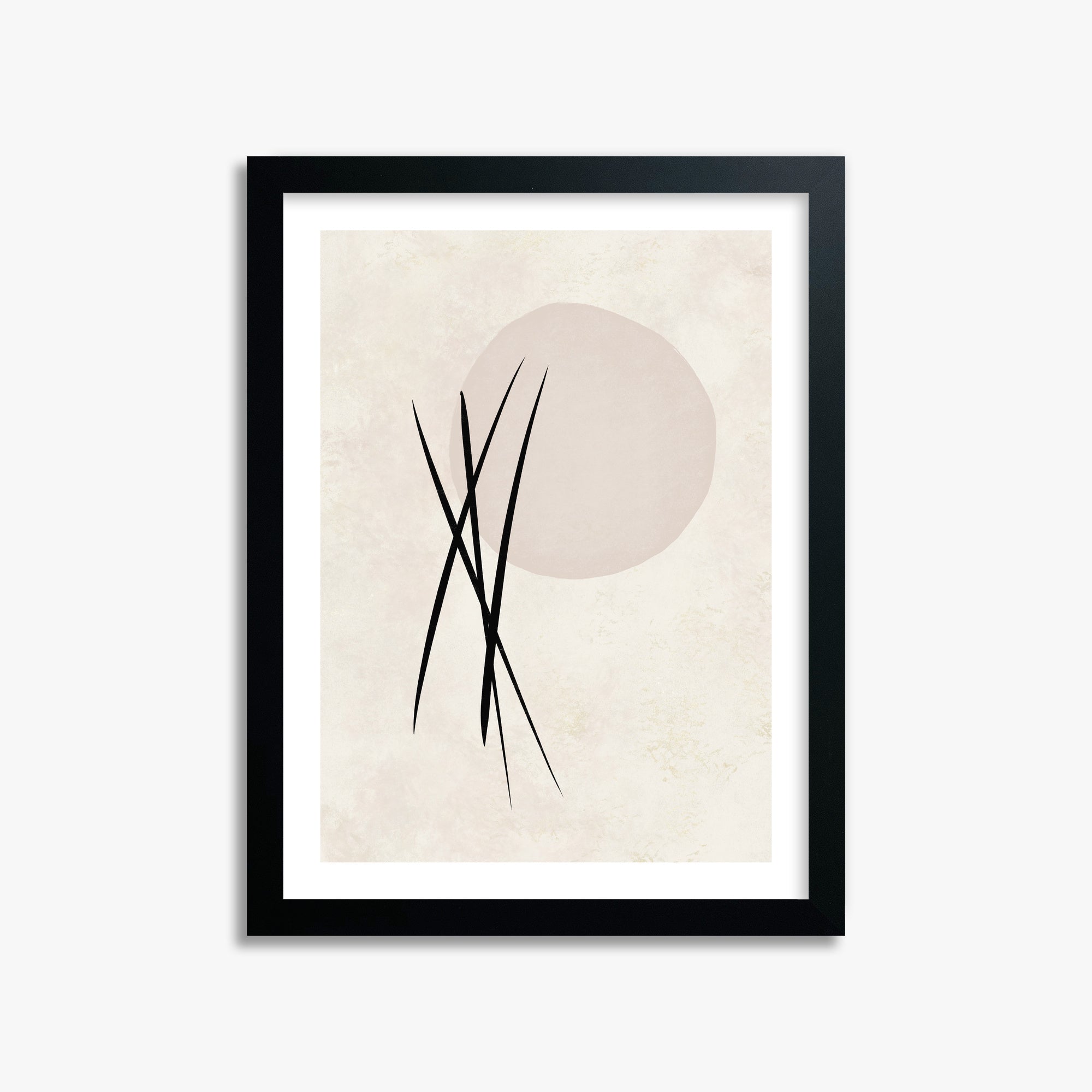 Moonlit Reeds, 30x40cm Black Framed Art Reproduction