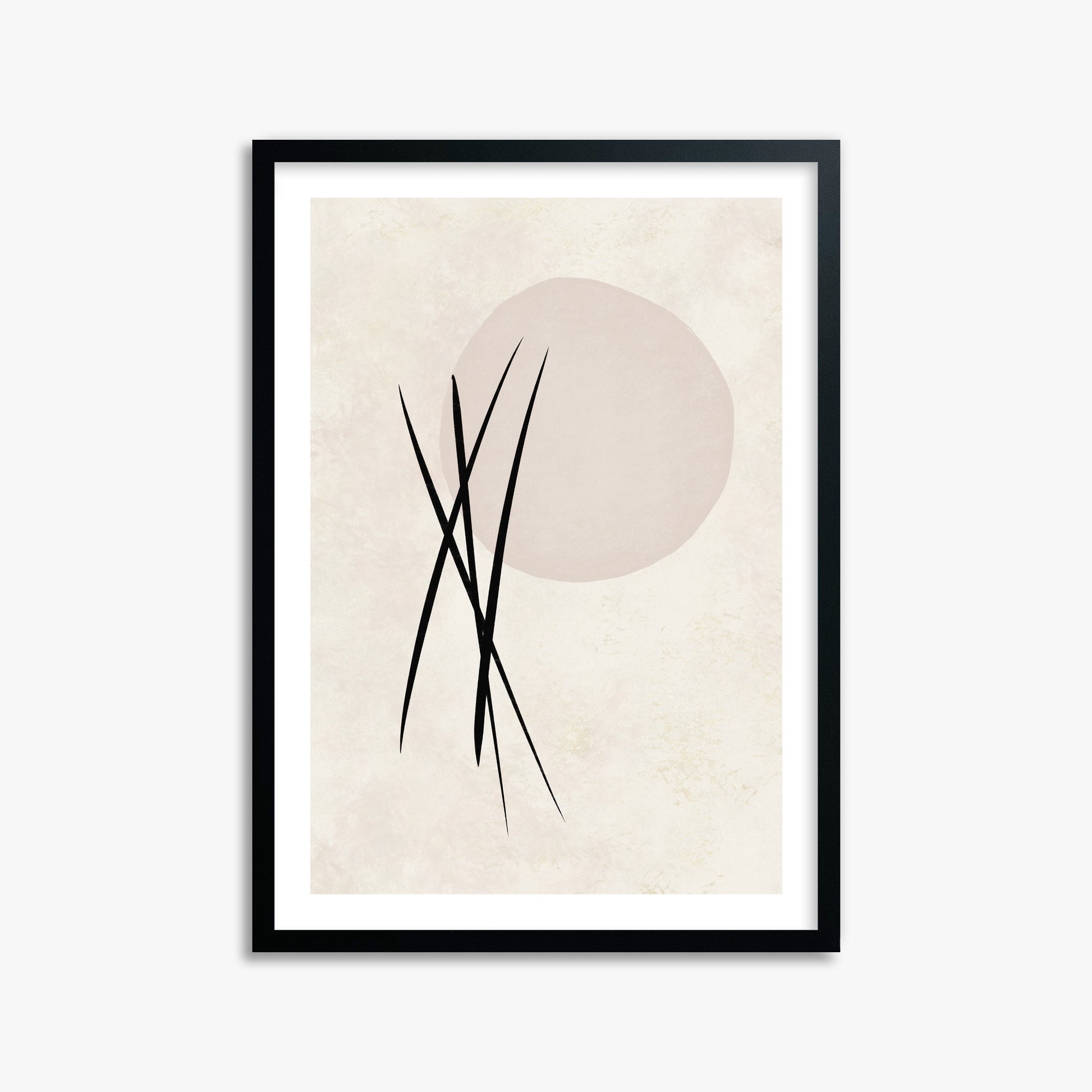 Moonlit Reeds, 50x70cm Black Framed Art Reproduction