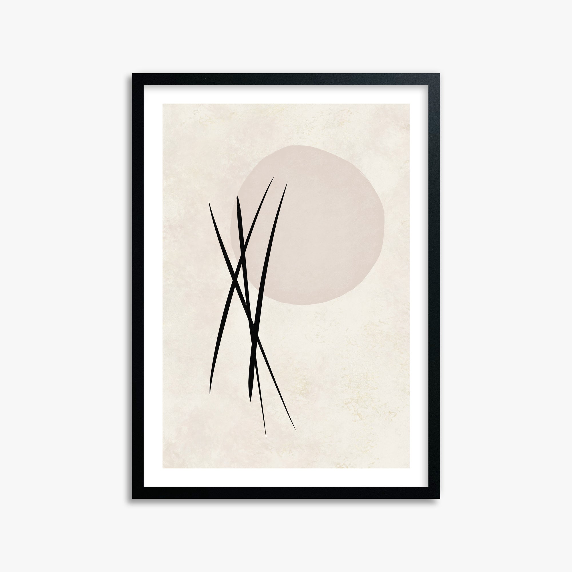 Moonlit Reeds, 50x70cm Black Framed Art Reproduction