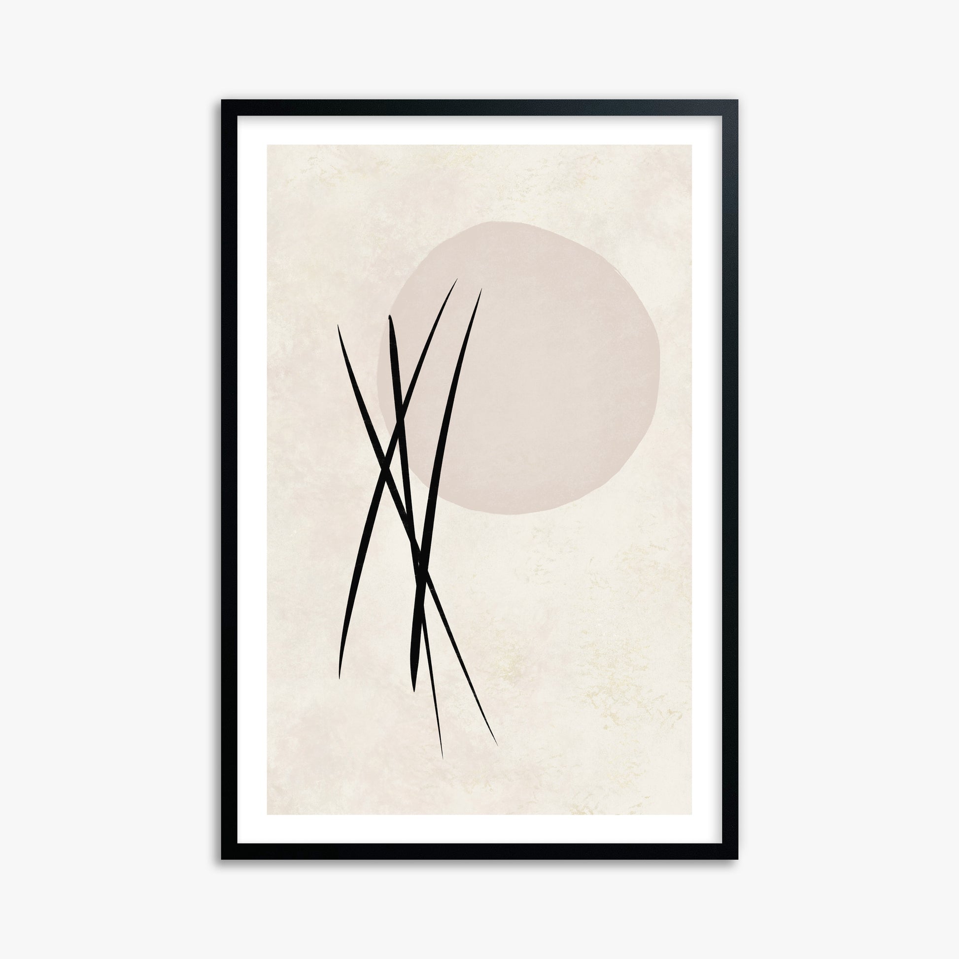Moonlit Reeds, 61x91cm Black Framed Art Reproduction