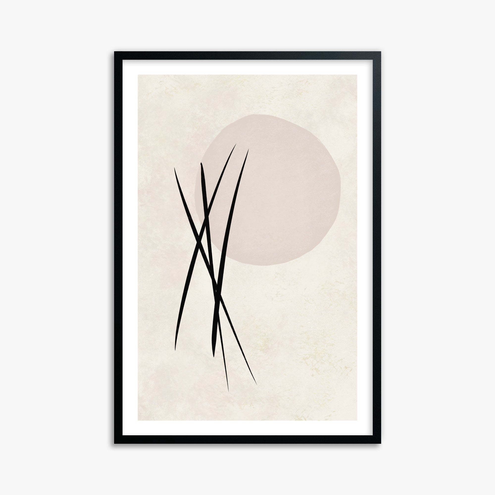Moonlit Reeds, 61x91cm Black Framed Art Reproduction