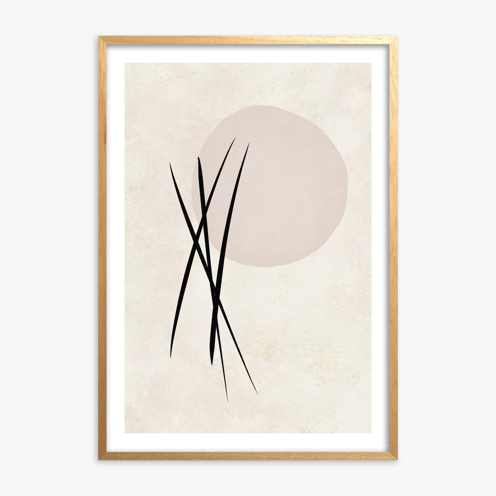 Moonlit Reeds, 70x100cm Oak Framed Art Reproduction