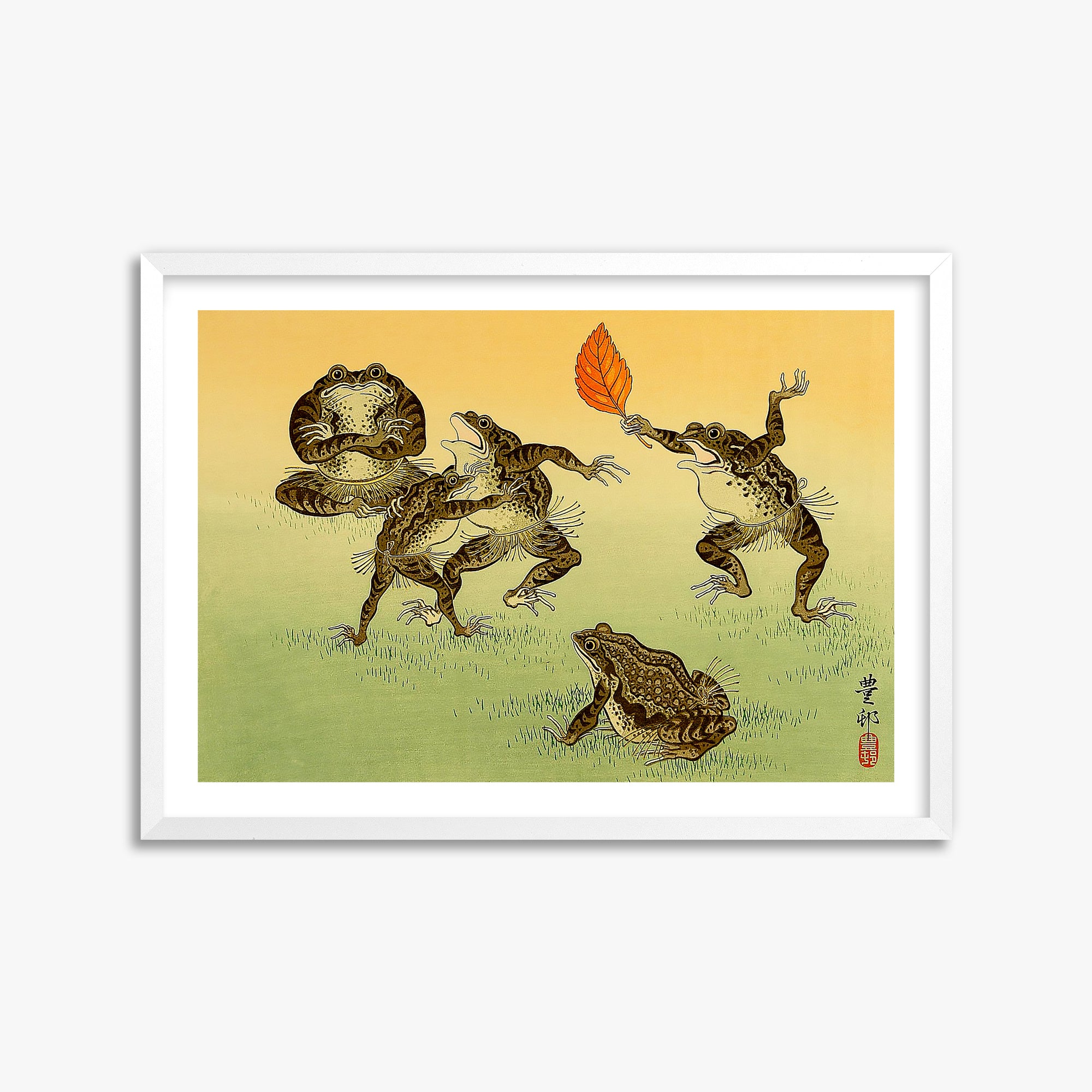 Ohara Koson: Sumo-wrestling Toads 50x70 cm Art Reproduction With White Margin