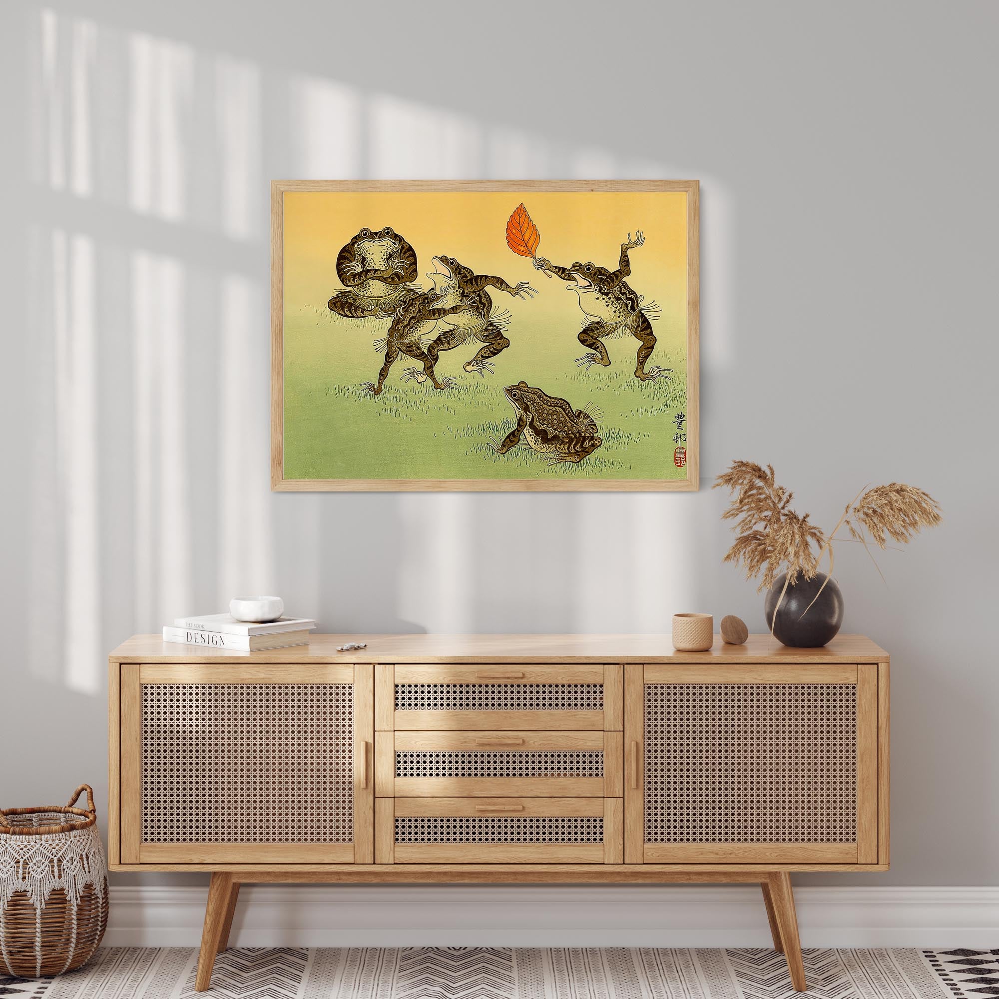 Design concept No. 10 for Ohara Koson: Sumo-wrestling Toads Japanese Wall Art