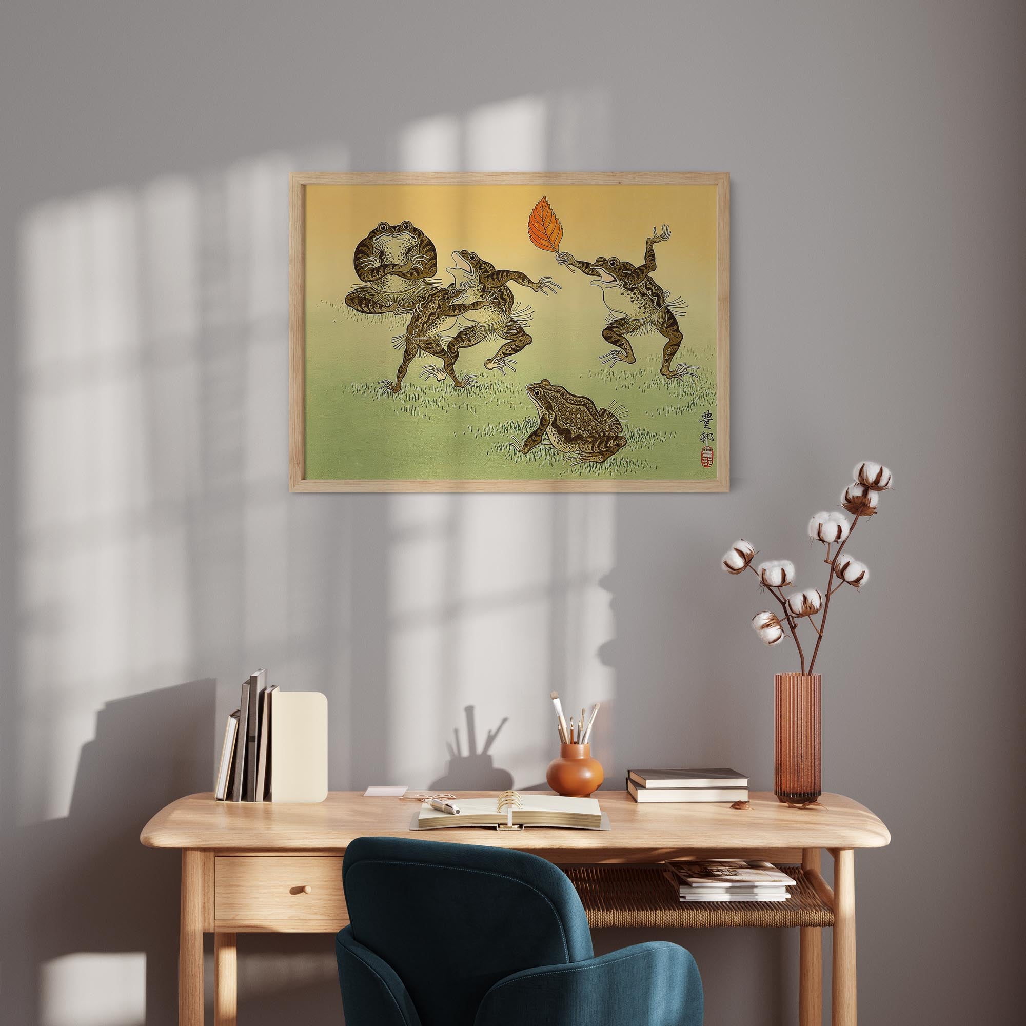 Design concept No. 11 for Ohara Koson: Sumo-wrestling Toads Japanese Wall Art