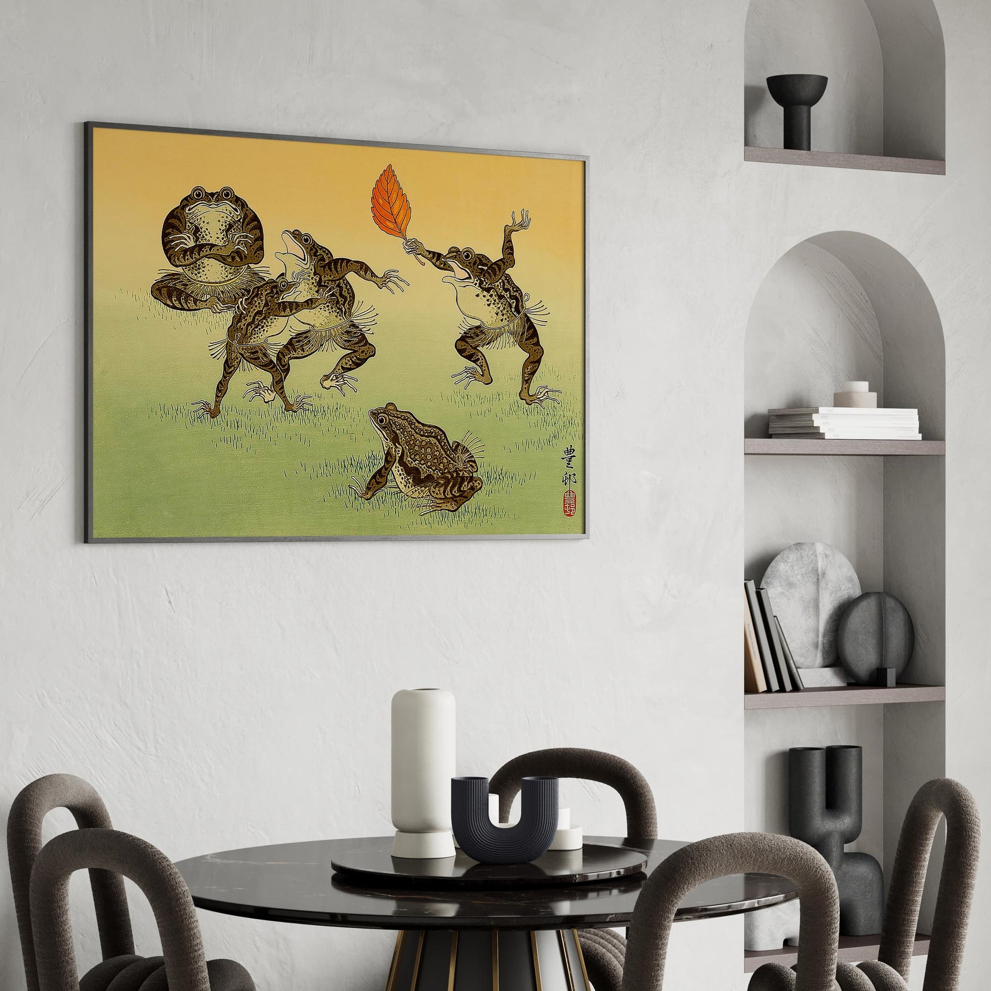 Design concept No. 26 for Ohara Koson: Sumo-wrestling Toads Japanese Wall Art