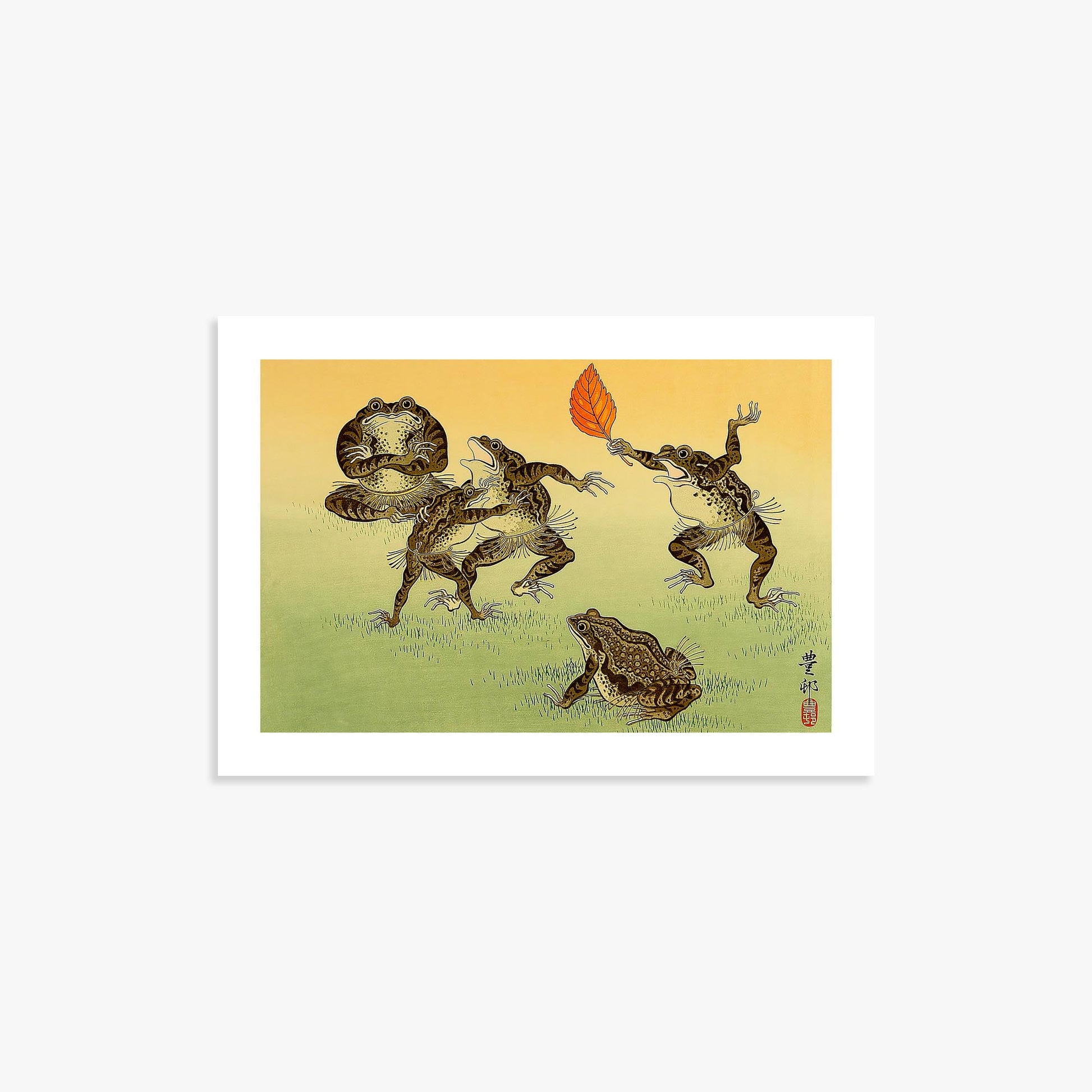 Ohara Koson: Sumo-wrestling Toads 21x30 cm Art Reproduction With White Margin