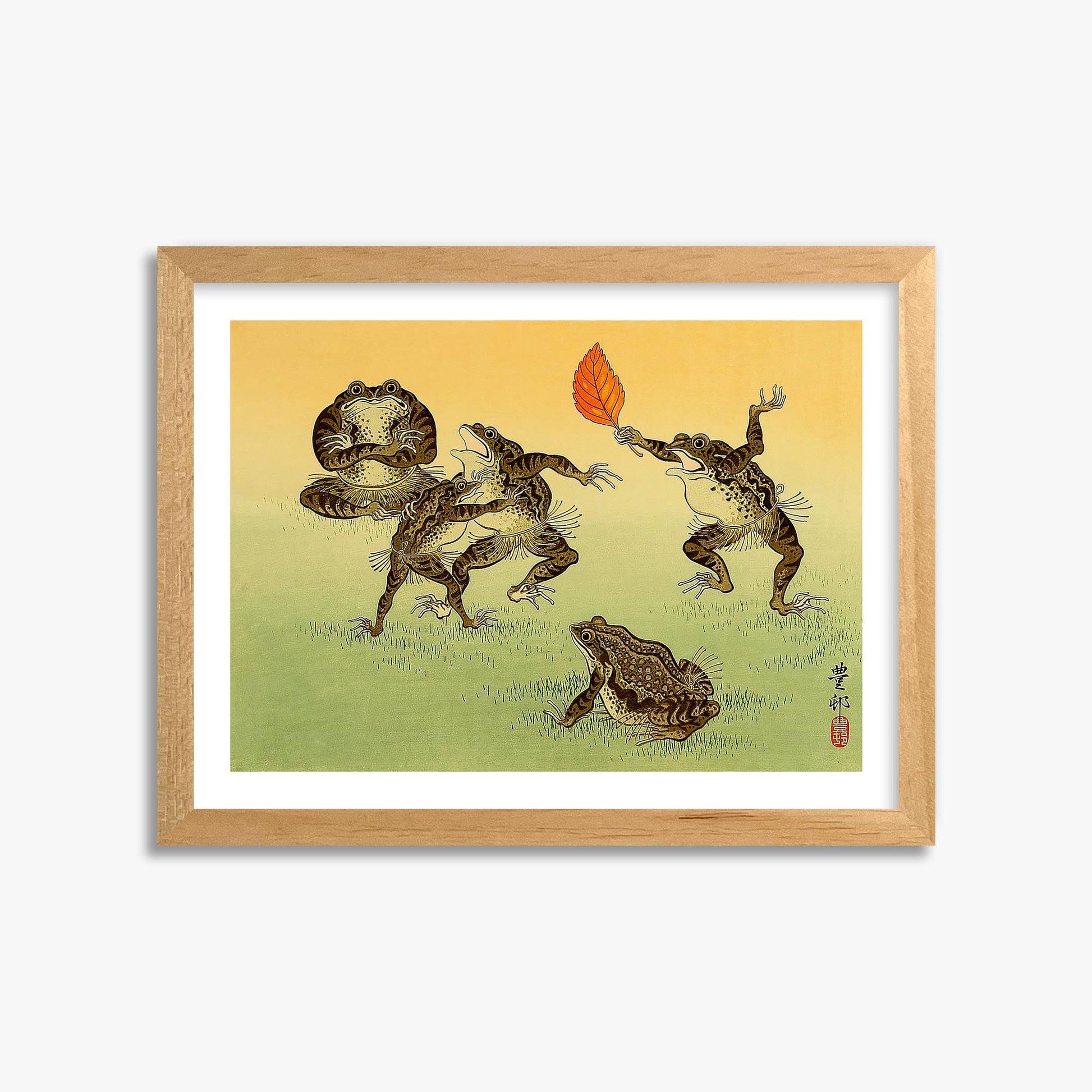Ohara Koson: Sumo-wrestling Toads 30x40 cm Art Reproduction With White Margin